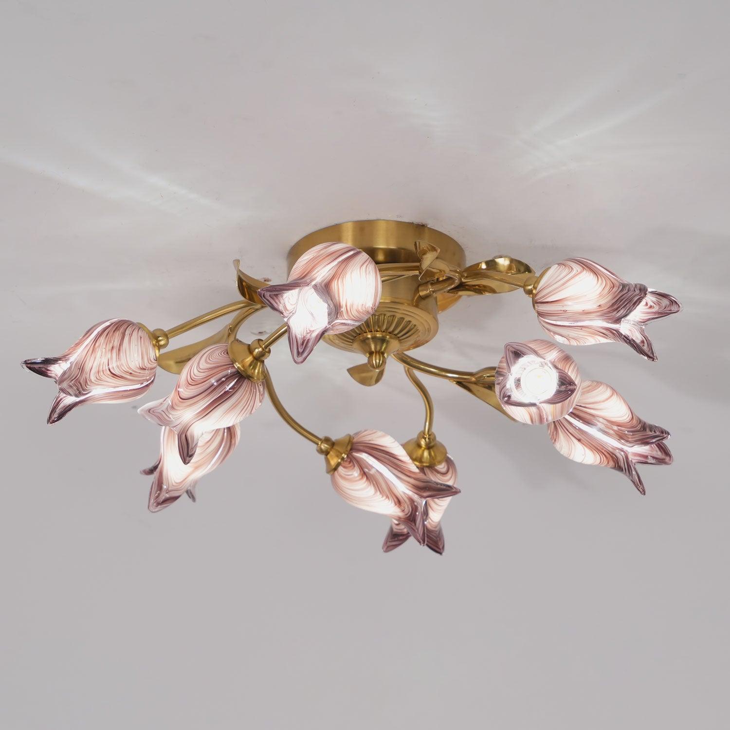 Vathaos Tulip Serenade Glass Ceiling Lamp-Neutral Decor