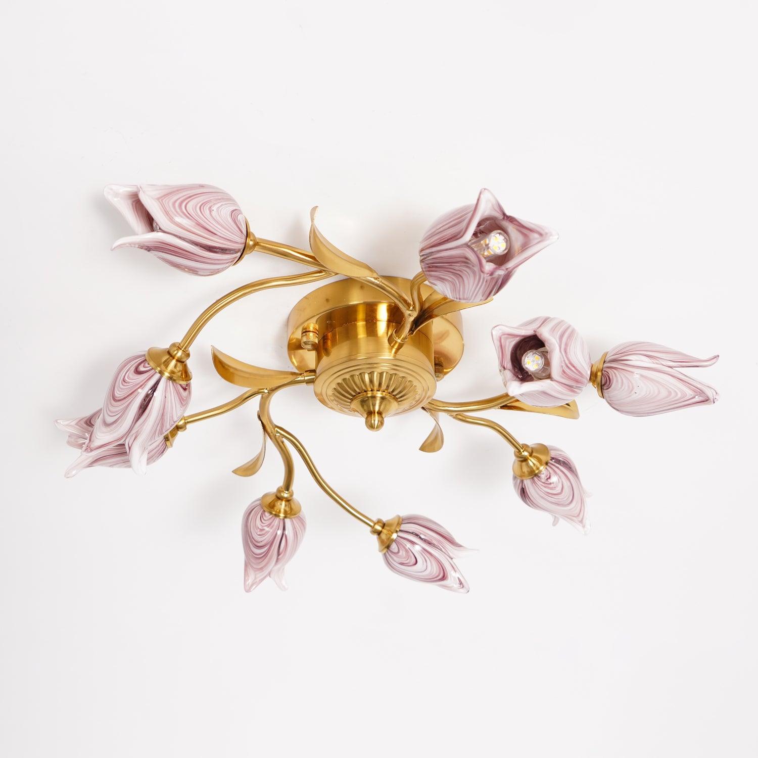 Vathaos Tulip Serenade Glass Ceiling Lamp-Neutral Decor