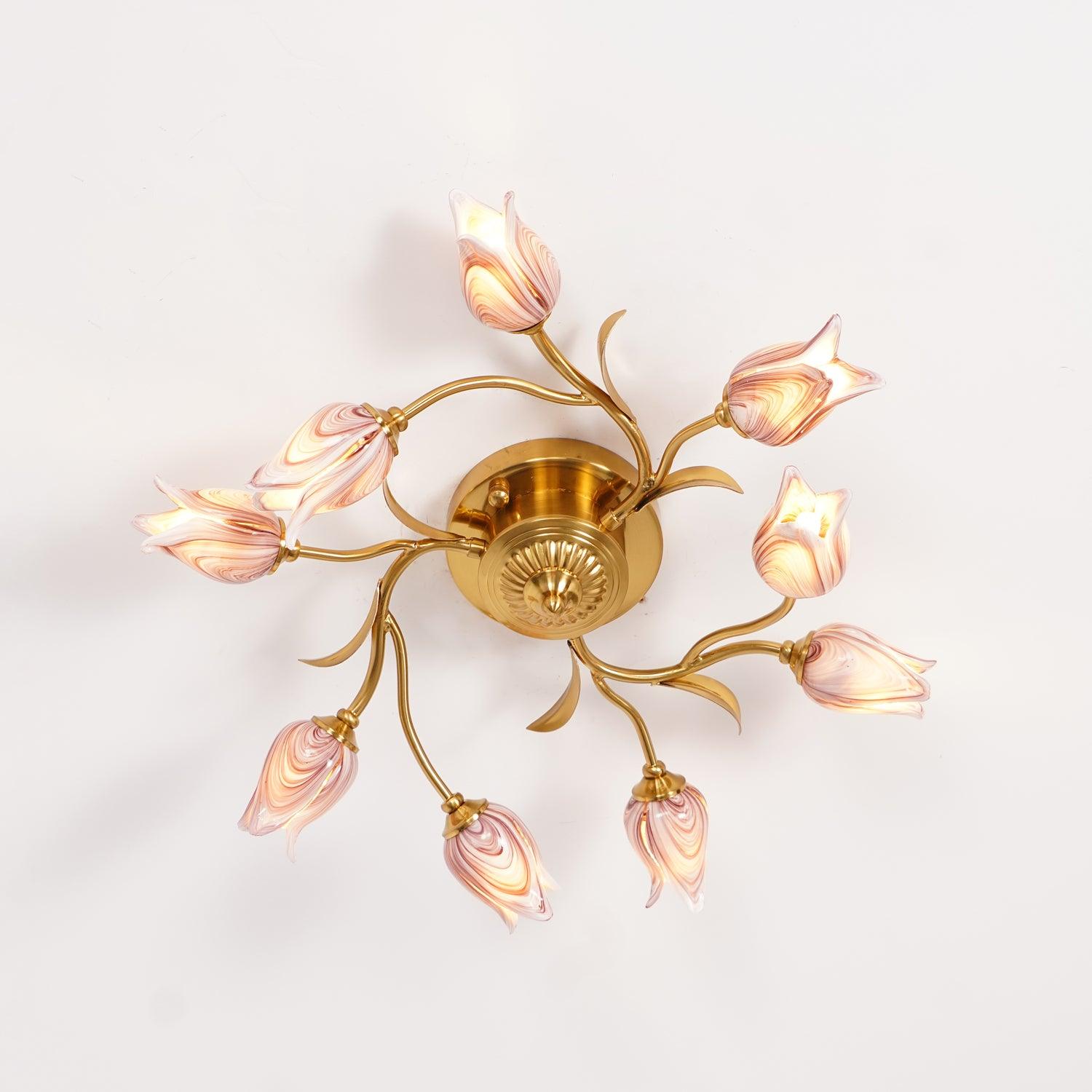 Vathaos Tulip Serenade Glass Ceiling Lamp-Neutral Decor