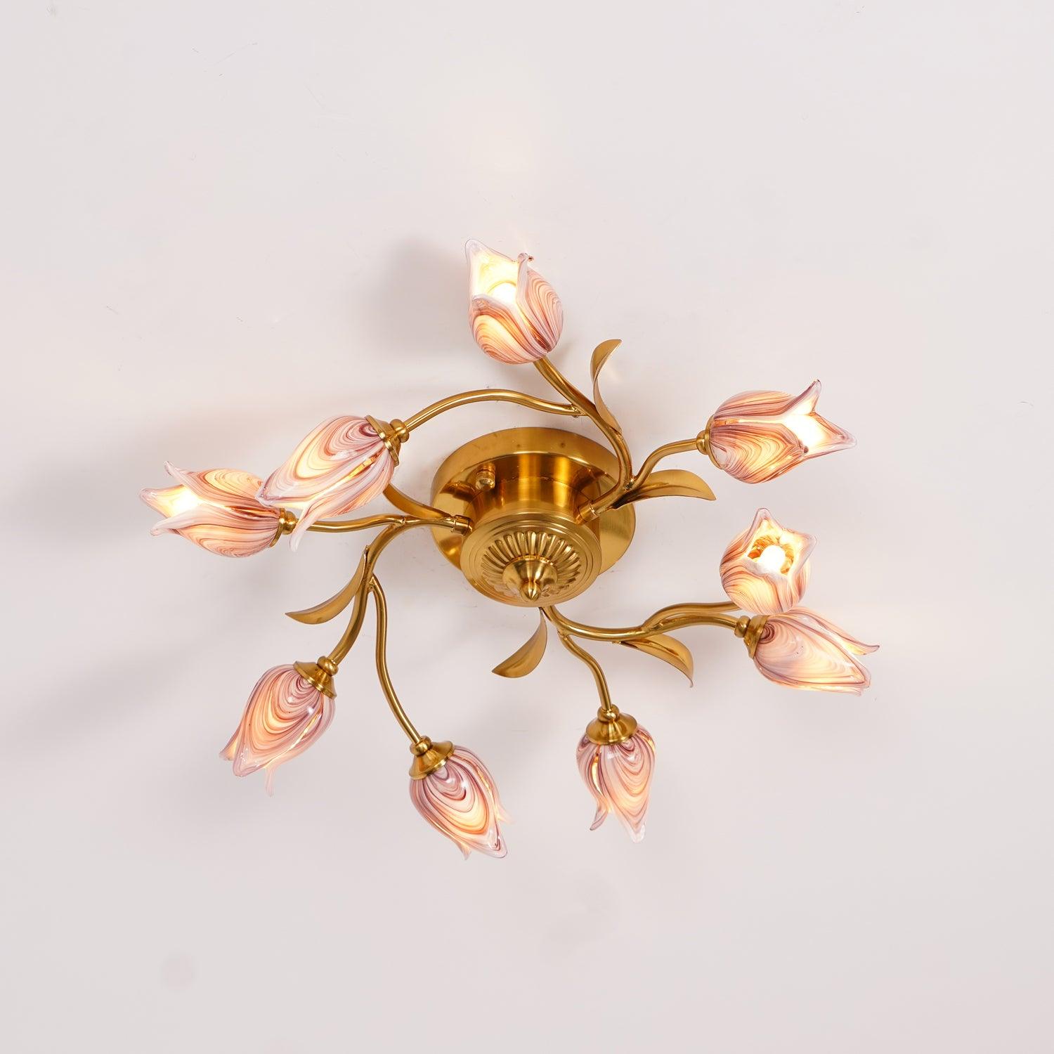 Vathaos Tulip Serenade Glass Ceiling Lamp-Neutral Decor
