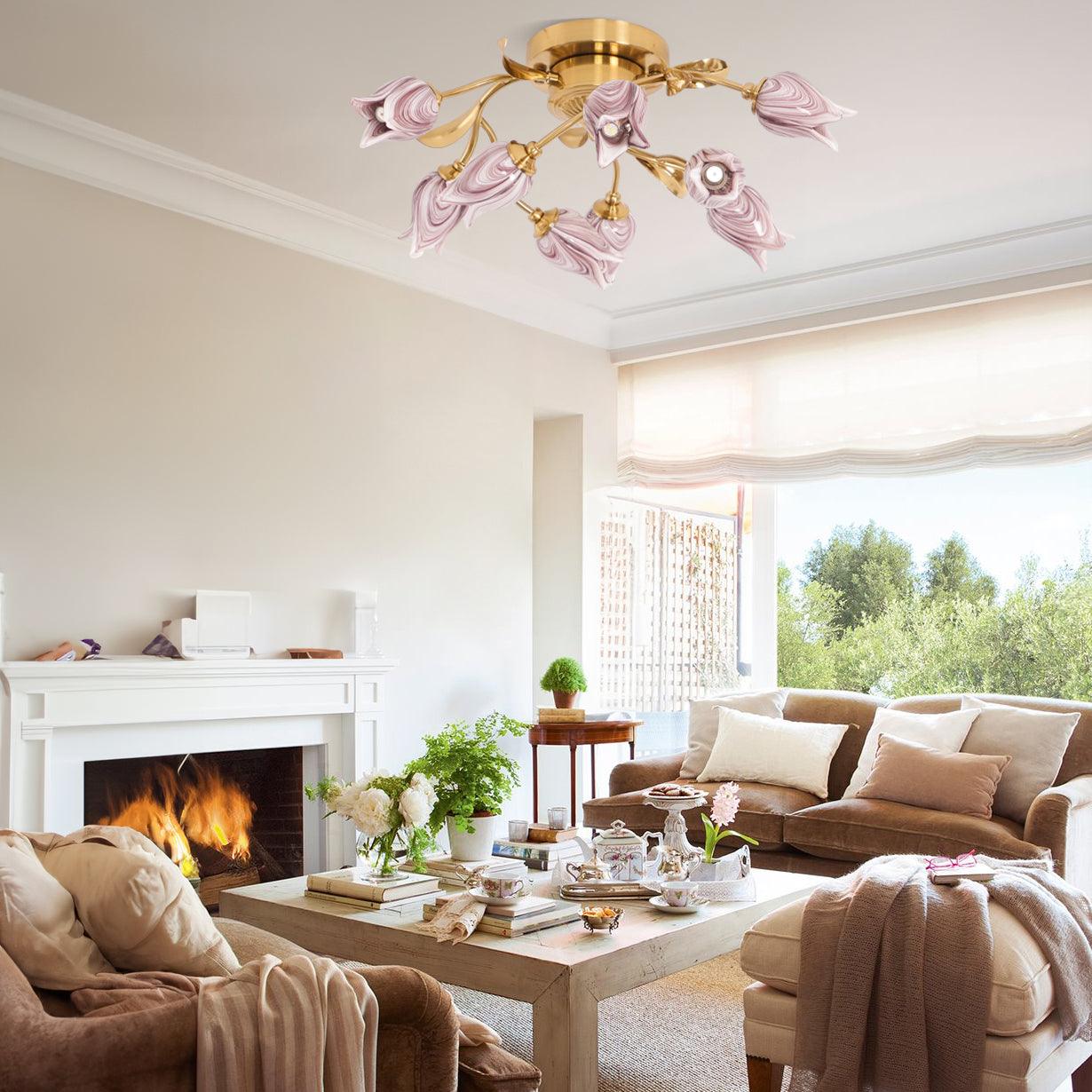 Vathaos Tulip Serenade Glass Ceiling Lamp-Neutral Decor