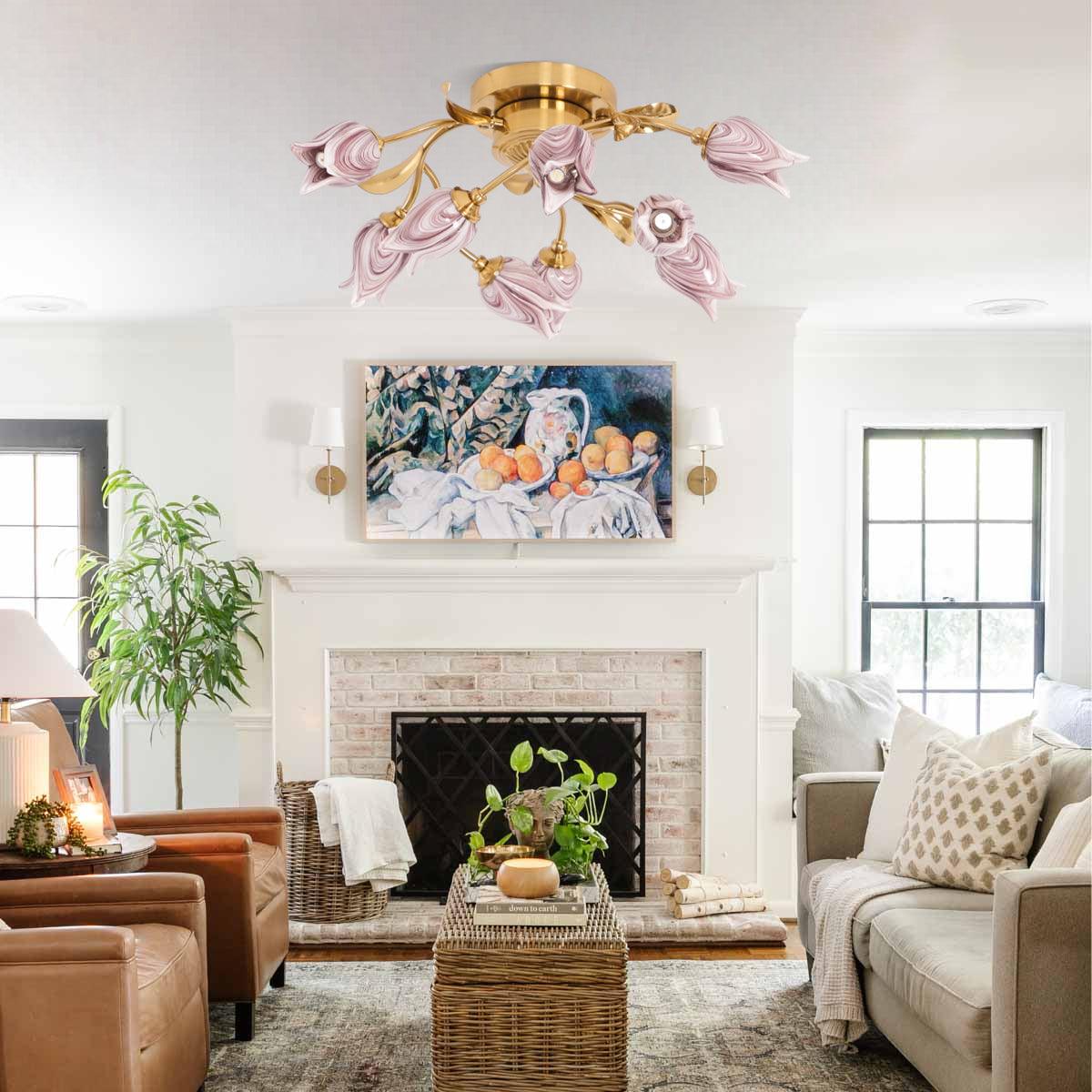 Vathaos Tulip Serenade Glass Ceiling Lamp-Neutral Decor
