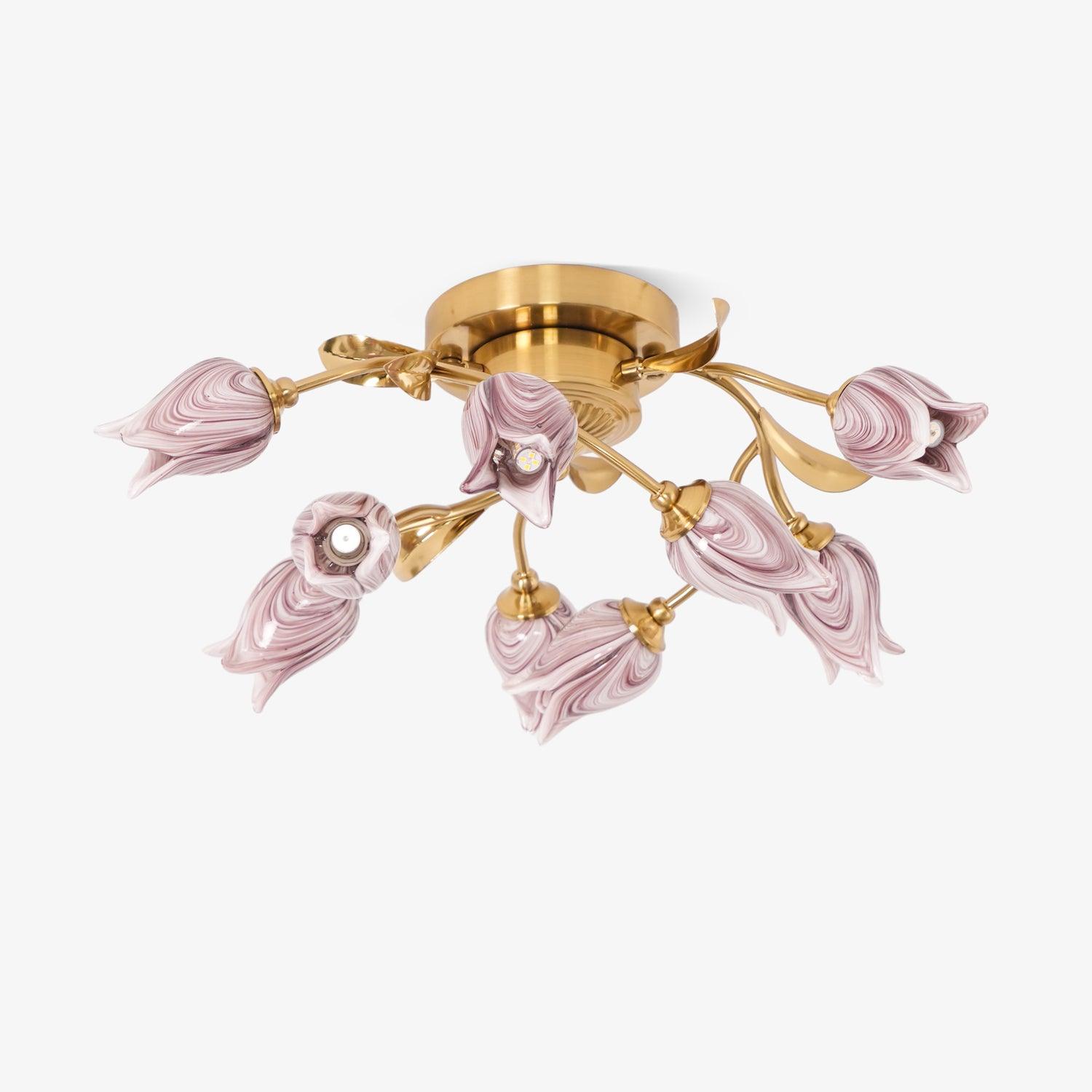 Vathaos Tulip Serenade Glass Ceiling Lamp-Neutral Decor