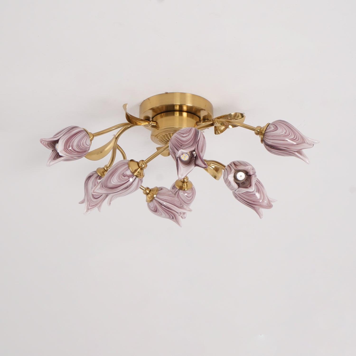 Vathaos Tulip Serenade Glass Ceiling Lamp-Neutral Decor