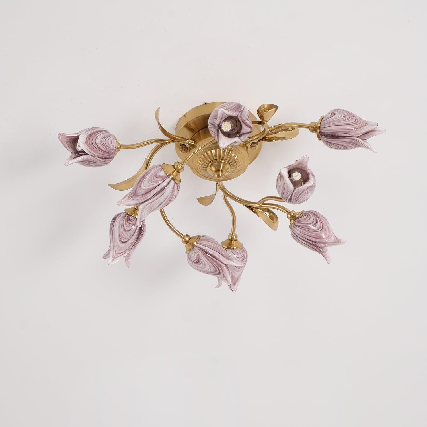 Vathaos Tulip Serenade Glass Ceiling Lamp-Neutral Decor