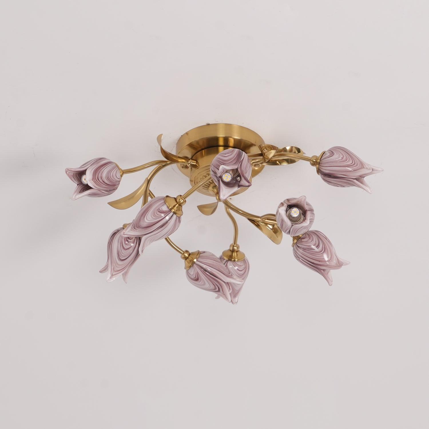 Vathaos Tulip Serenade Glass Ceiling Lamp-Neutral Decor
