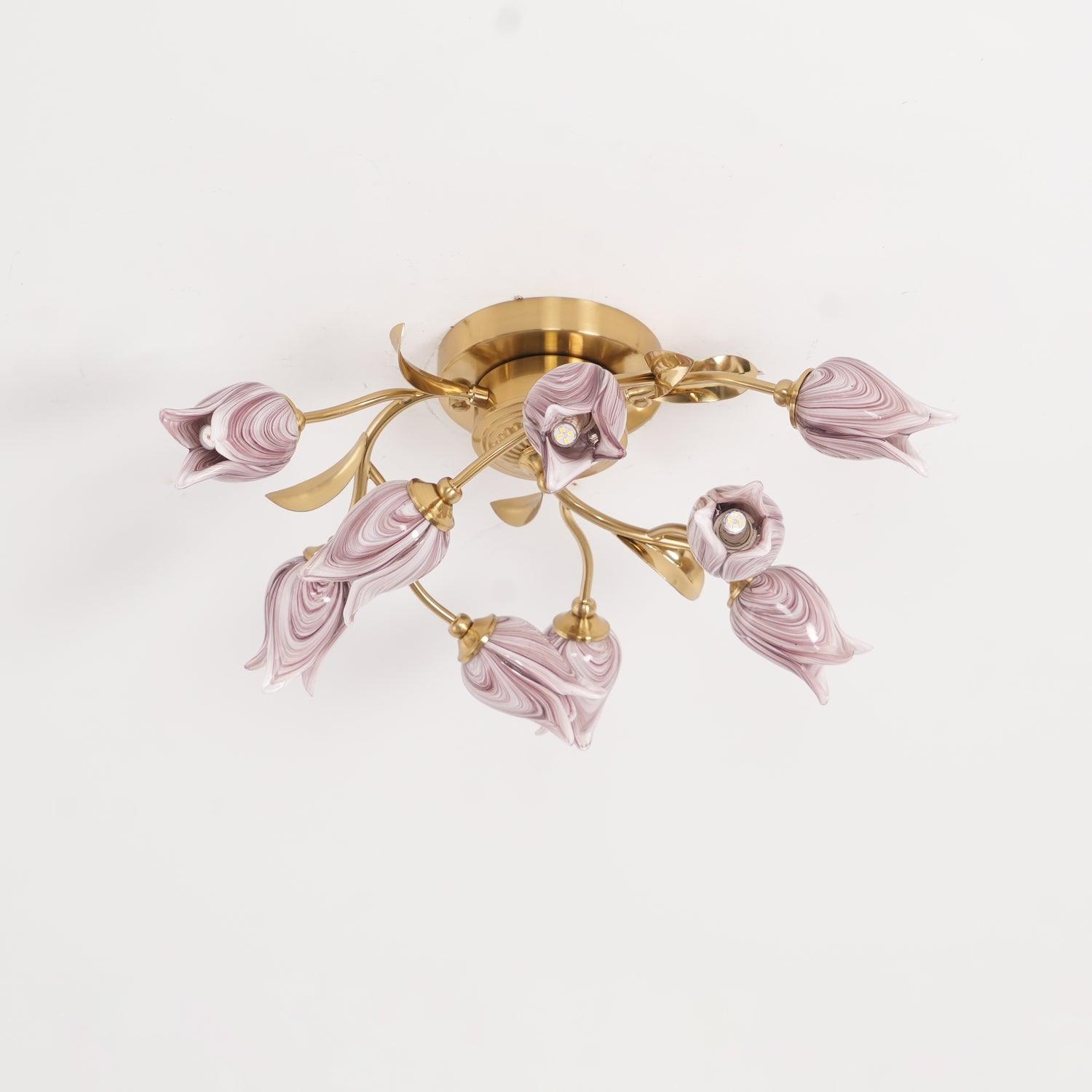 Vathaos Tulip Serenade Glass Ceiling Lamp-Neutral Decor