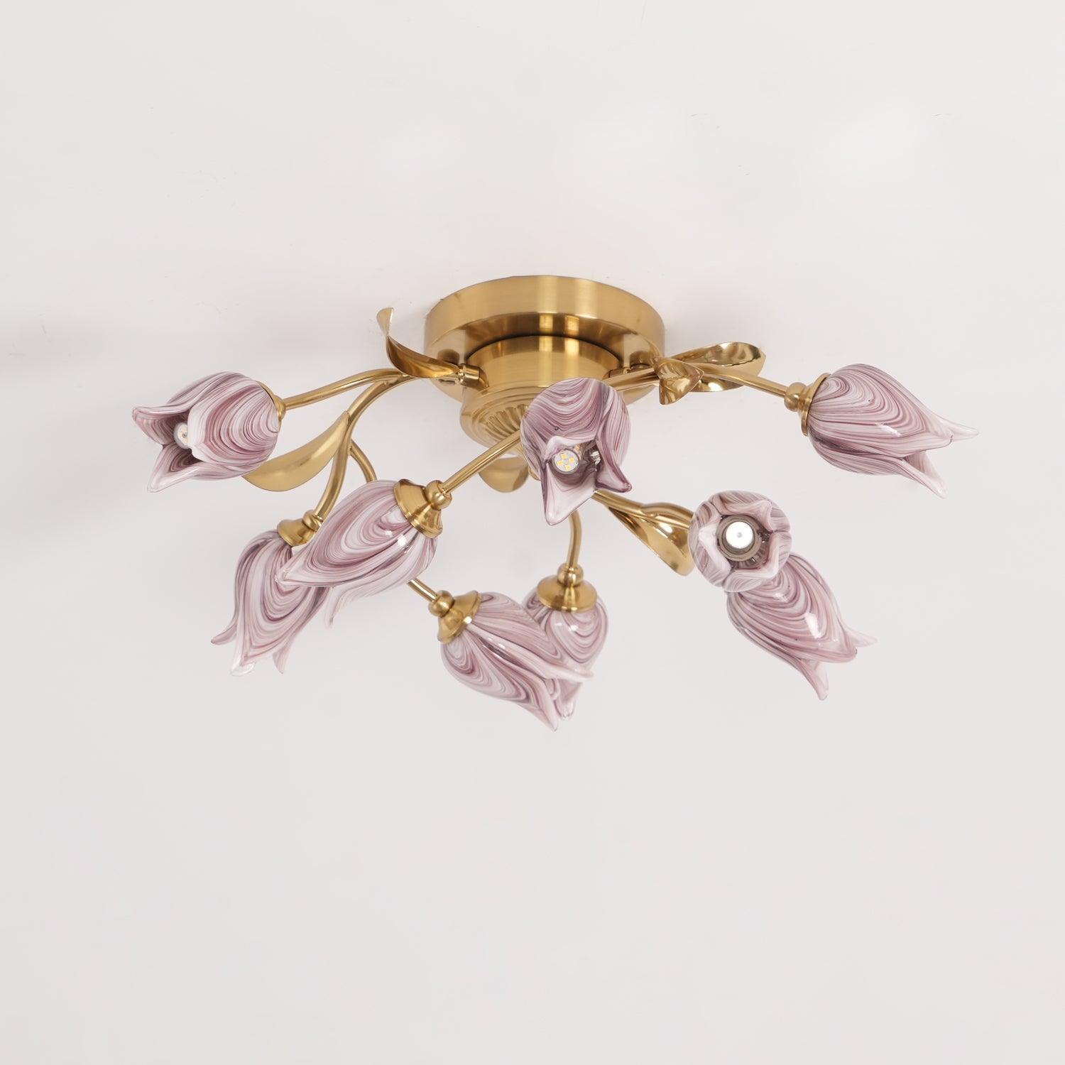 Vathaos Tulip Serenade Glass Ceiling Lamp-Neutral Decor