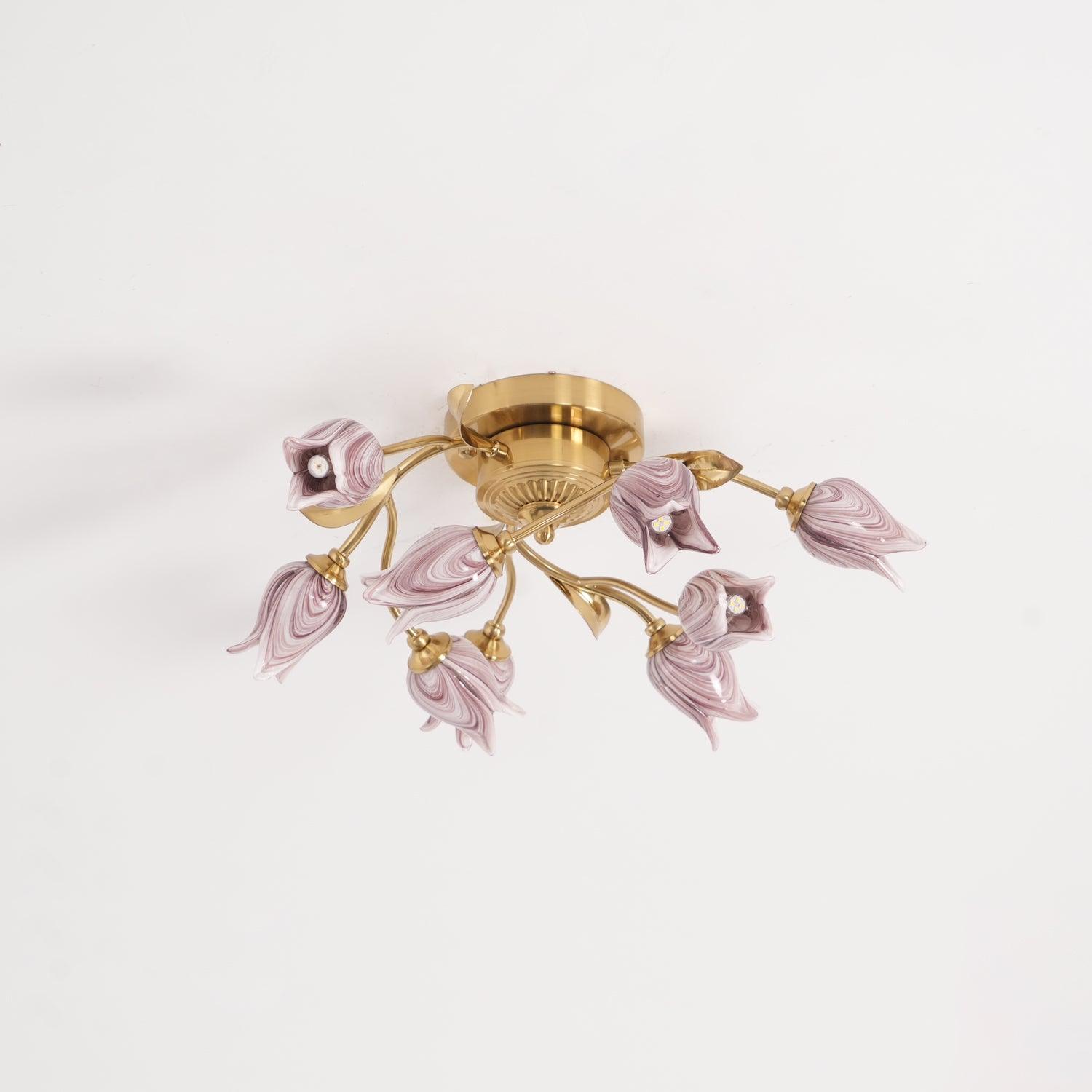 Vathaos Tulip Serenade Glass Ceiling Lamp-Neutral Decor