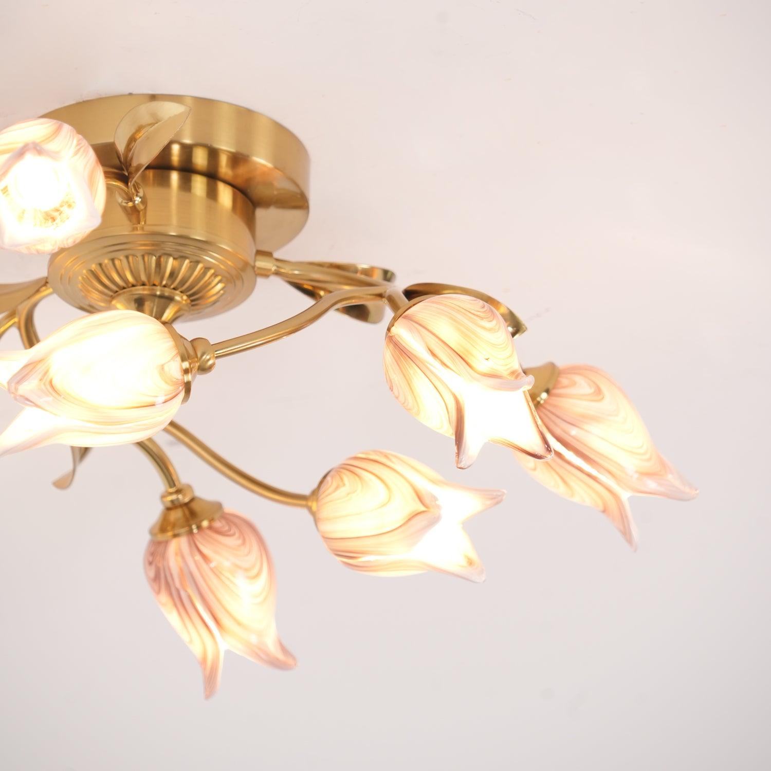 Vathaos Tulip Serenade Glass Ceiling Lamp-Neutral Decor