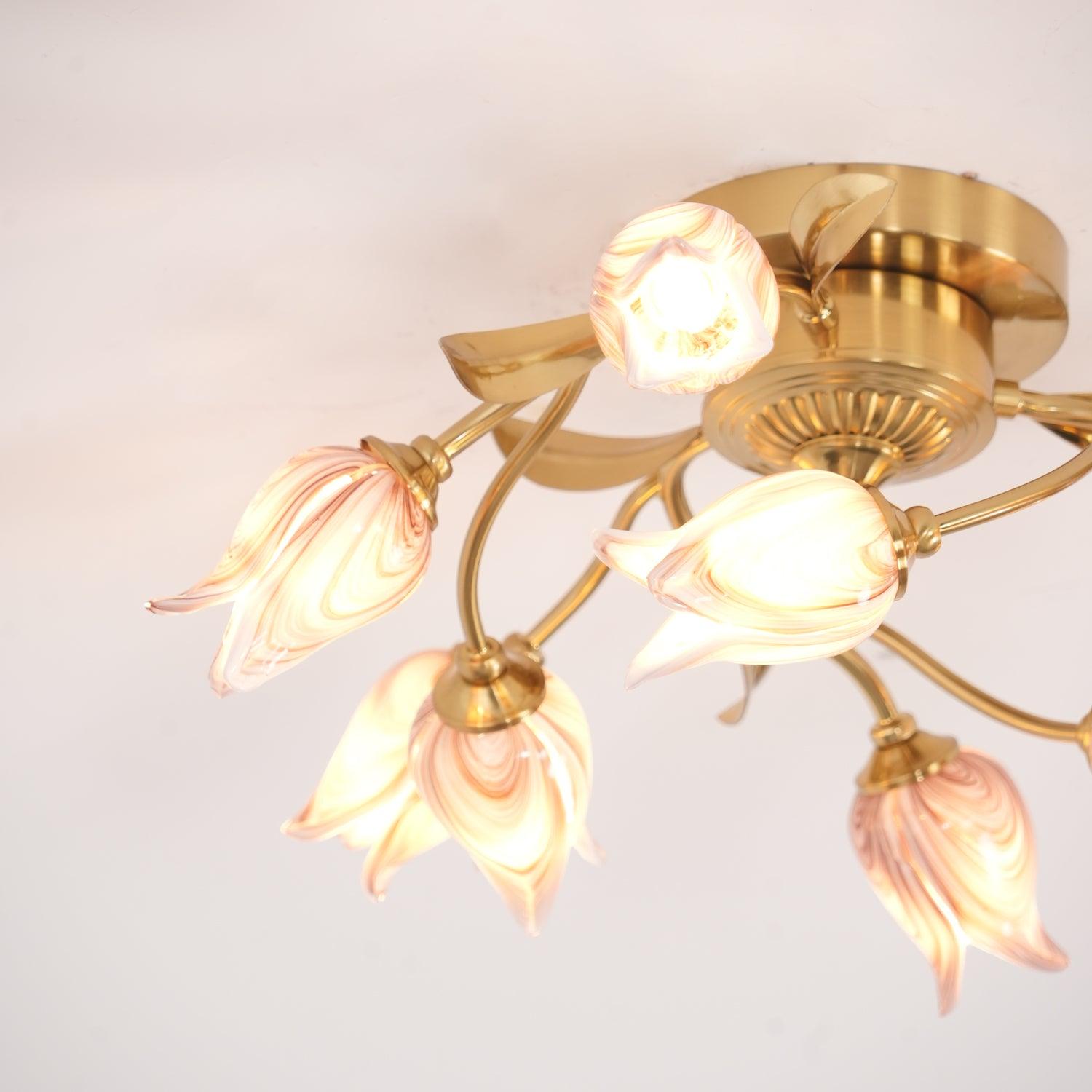 Vathaos Tulip Serenade Glass Ceiling Lamp-Neutral Decor