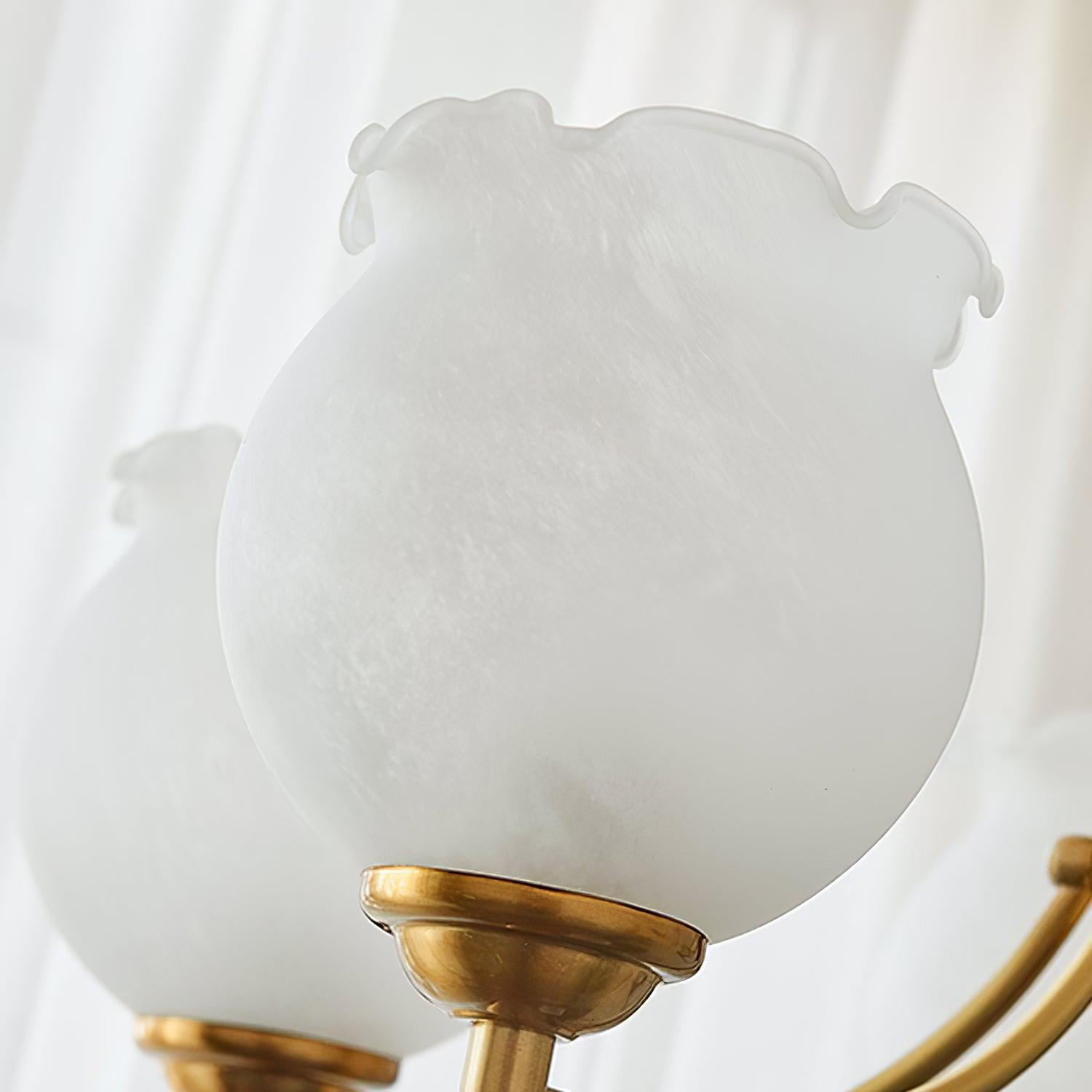 Aminex Chandelier Tulip Glass Wood Brass Vintage-Neutral Decor