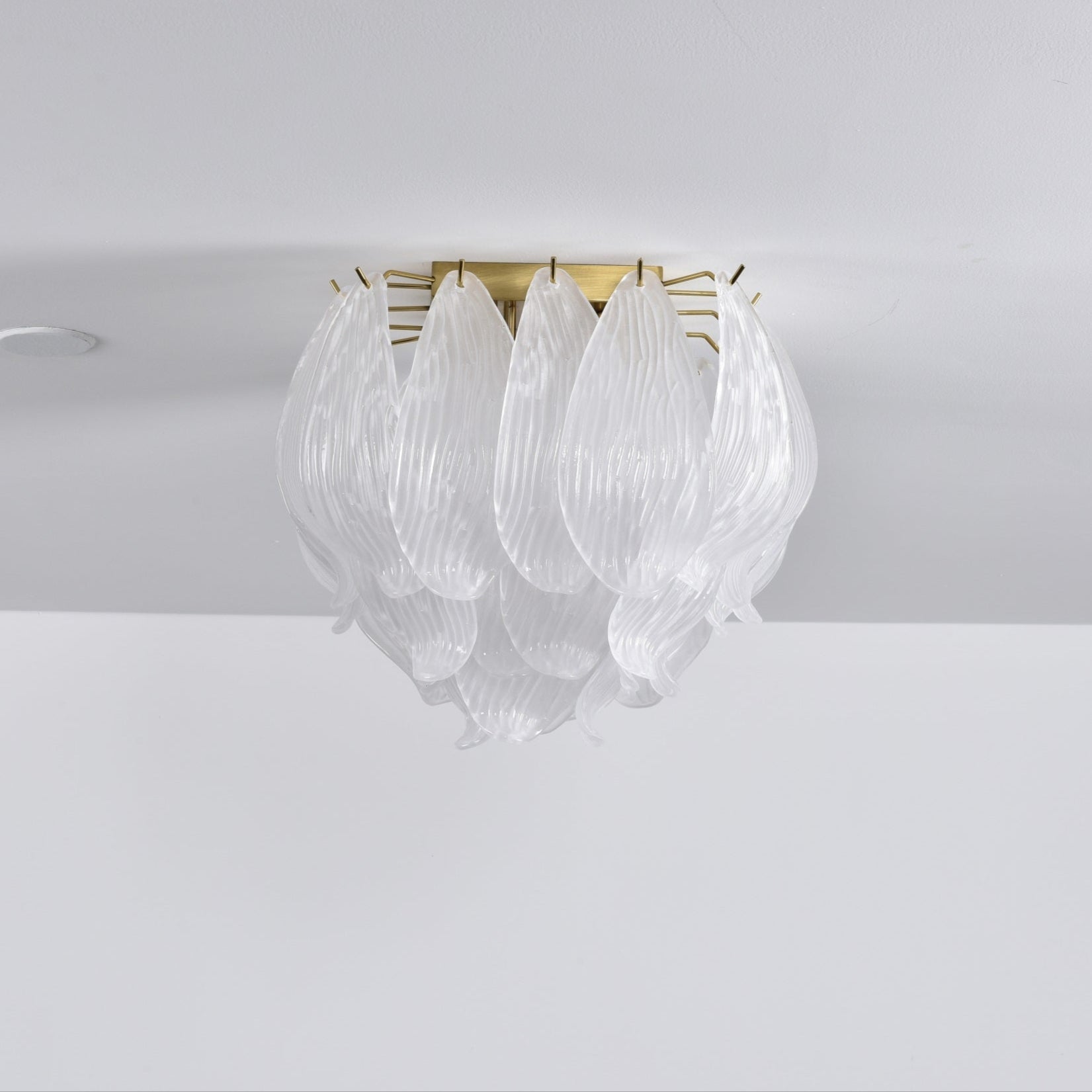 Aurora Ceiling Lamp Murano Petal Hand-Blown Glass Flushmount-Neutral Decor