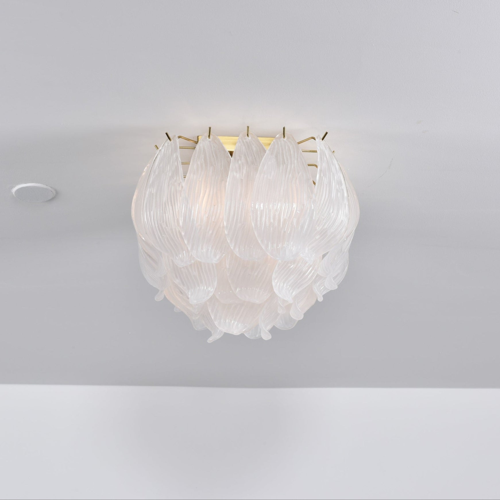 Aurora Ceiling Lamp Murano Petal Hand-Blown Glass Flushmount-Neutral Decor