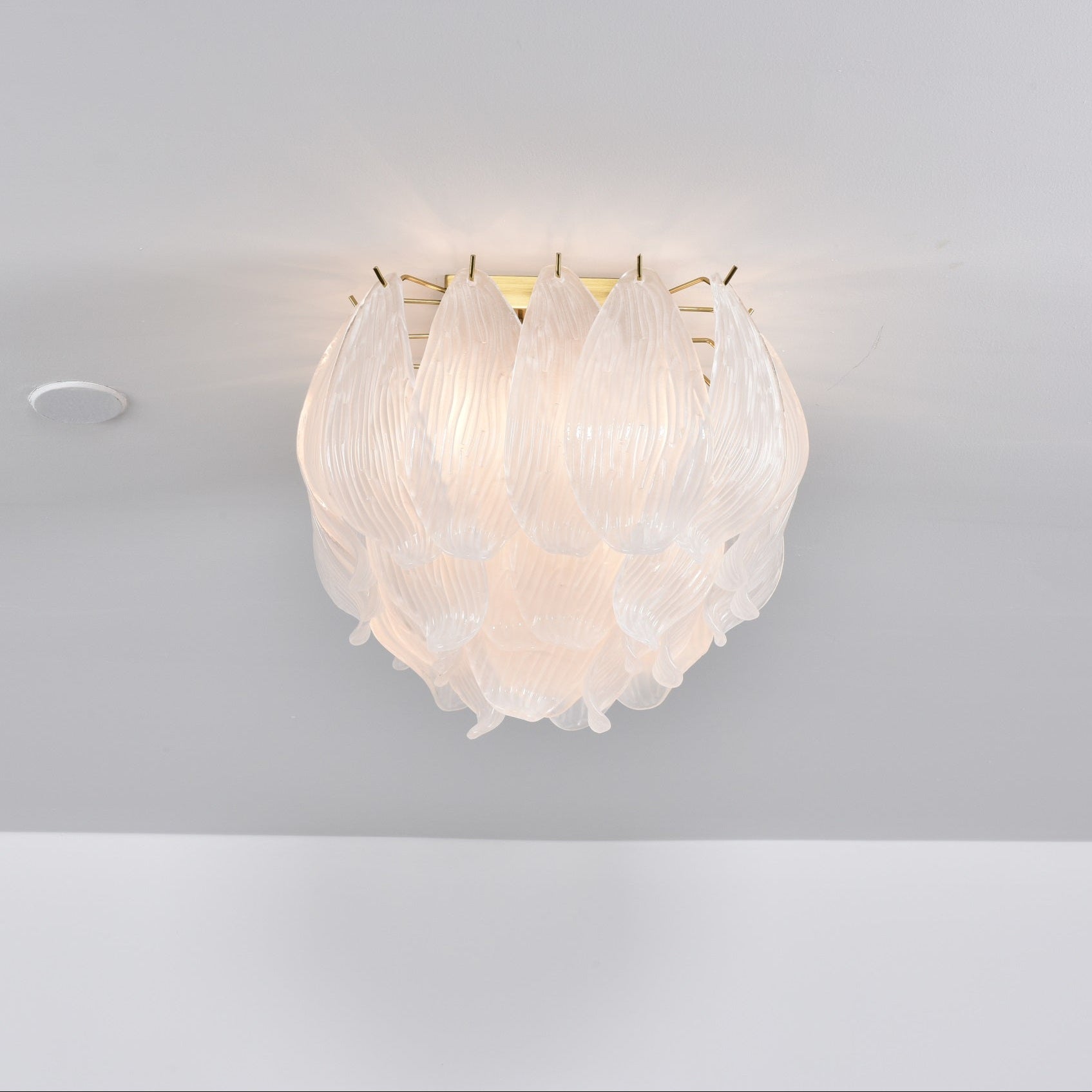 Aurora Ceiling Lamp Murano Petal Hand-Blown Glass Flushmount-Neutral Decor