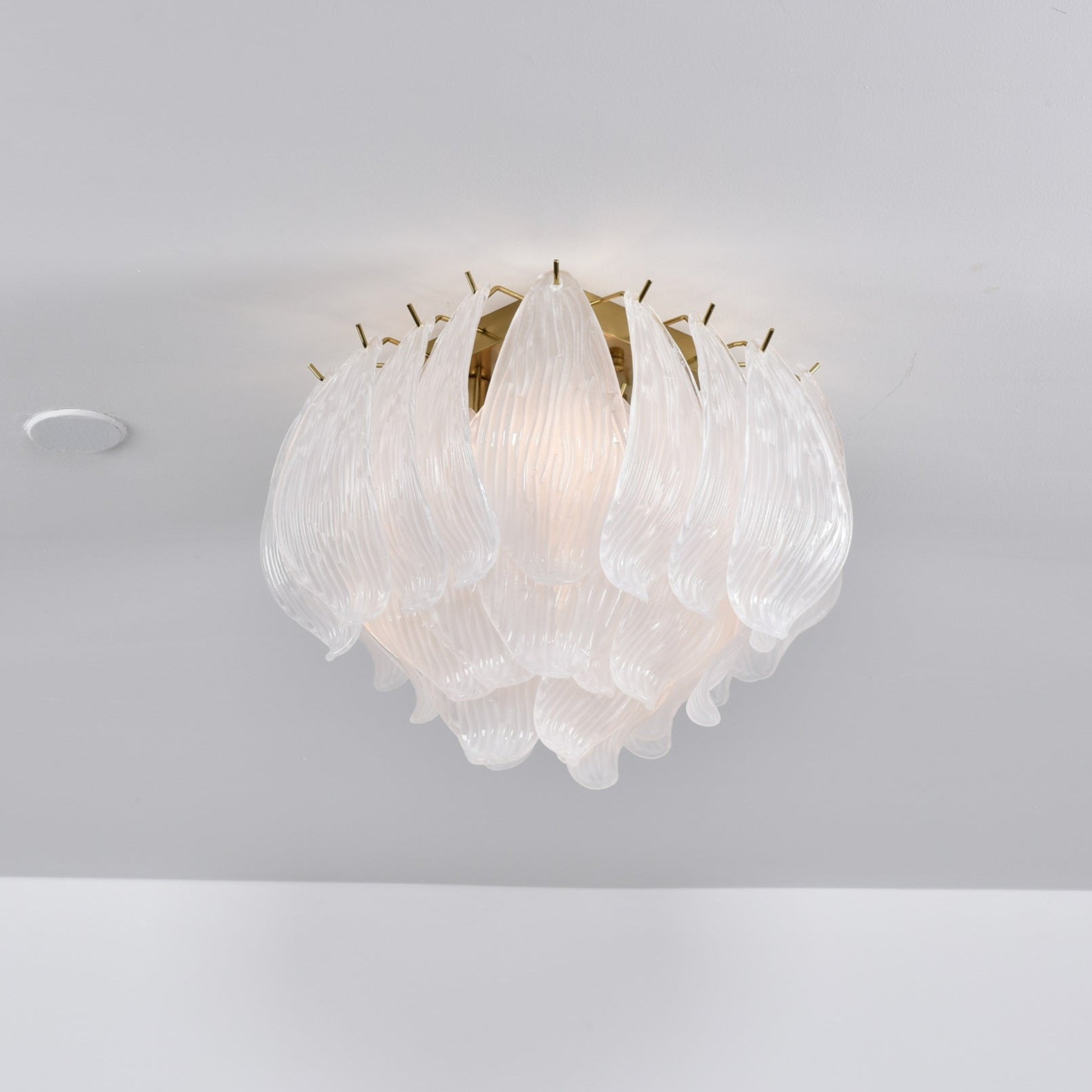 Aurora Ceiling Lamp Murano Petal Hand-Blown Glass Flushmount-Neutral Decor