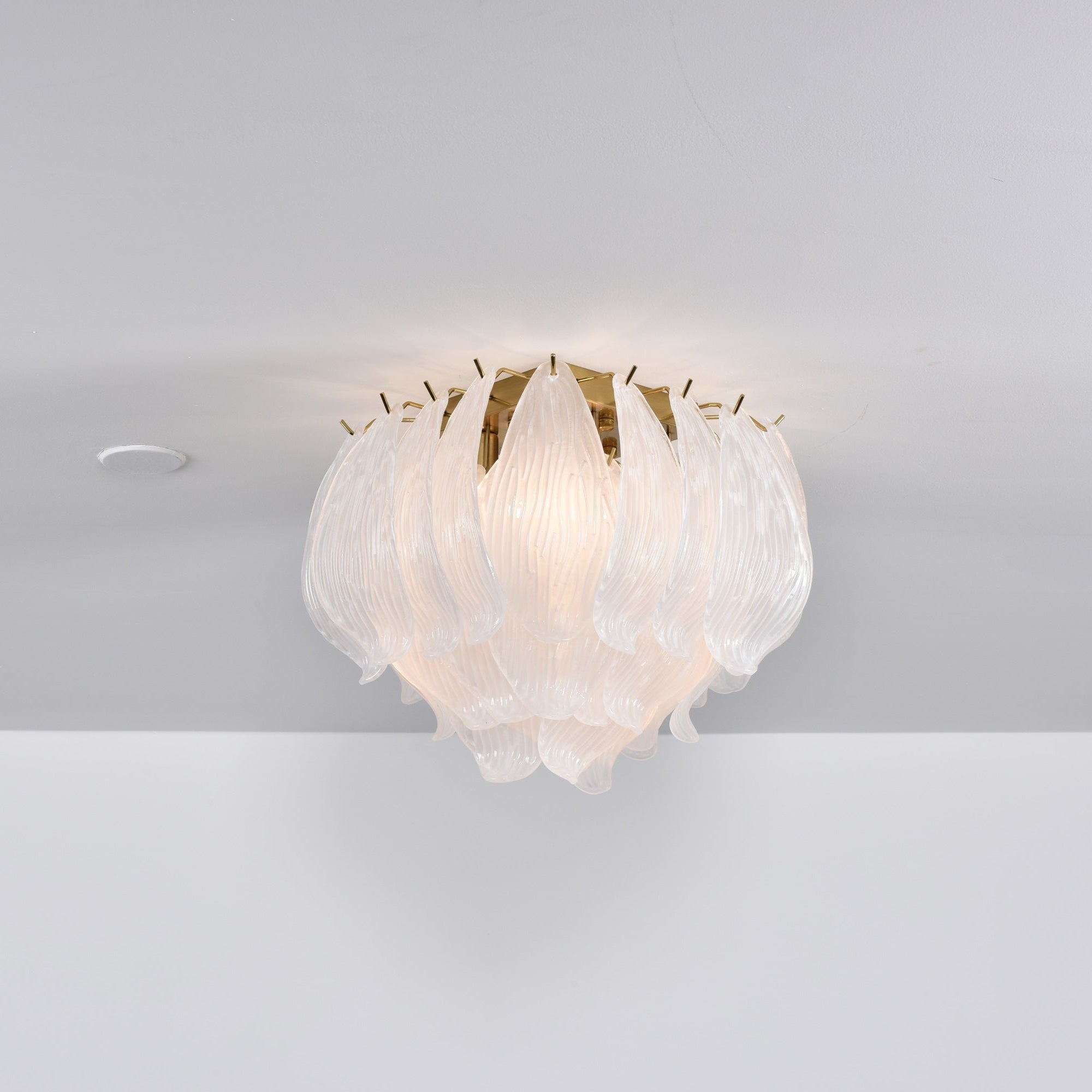 Aurora Ceiling Lamp Murano Petal Hand-Blown Glass Flushmount-Neutral Decor