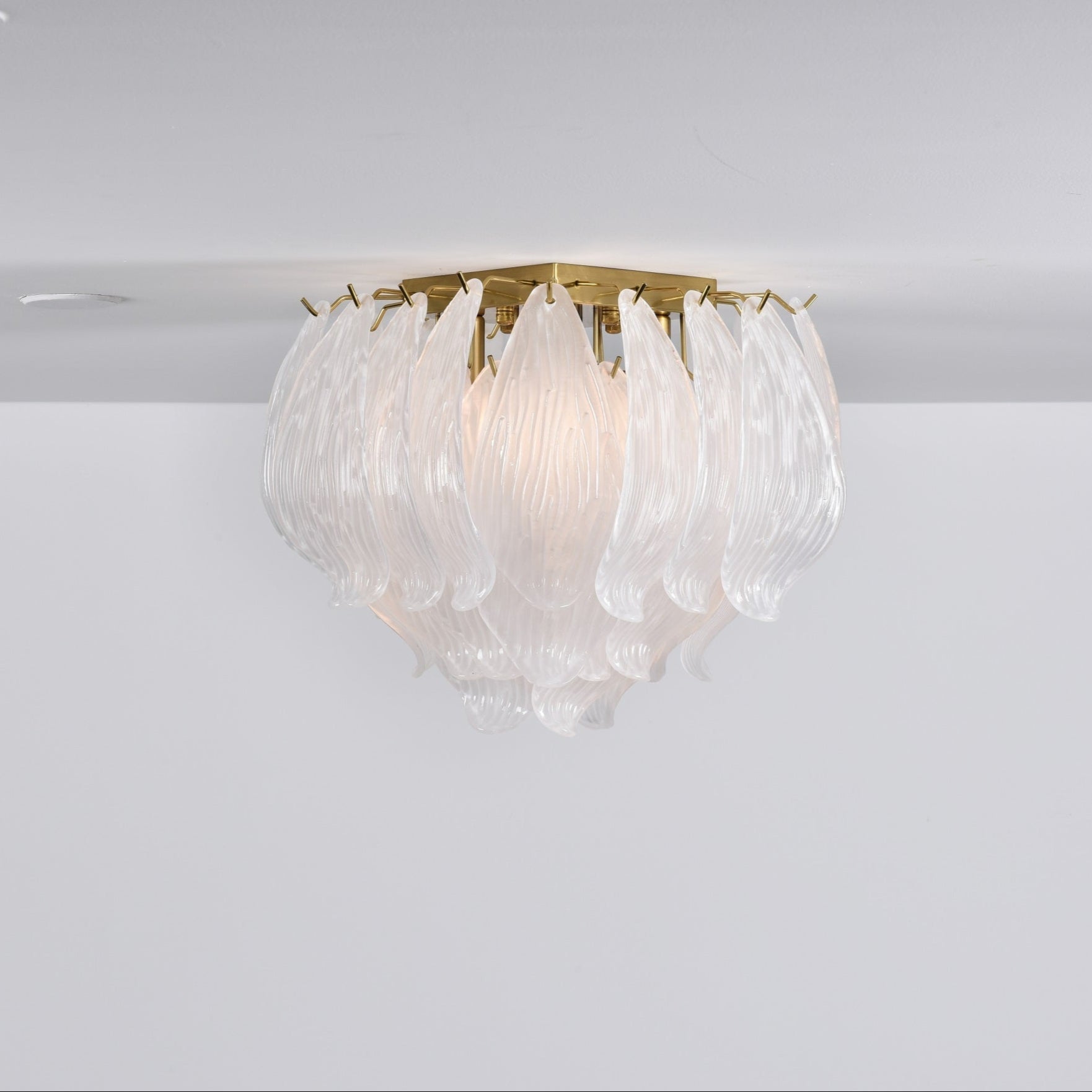 Aurora Ceiling Lamp Murano Petal Hand-Blown Glass Flushmount-Neutral Decor