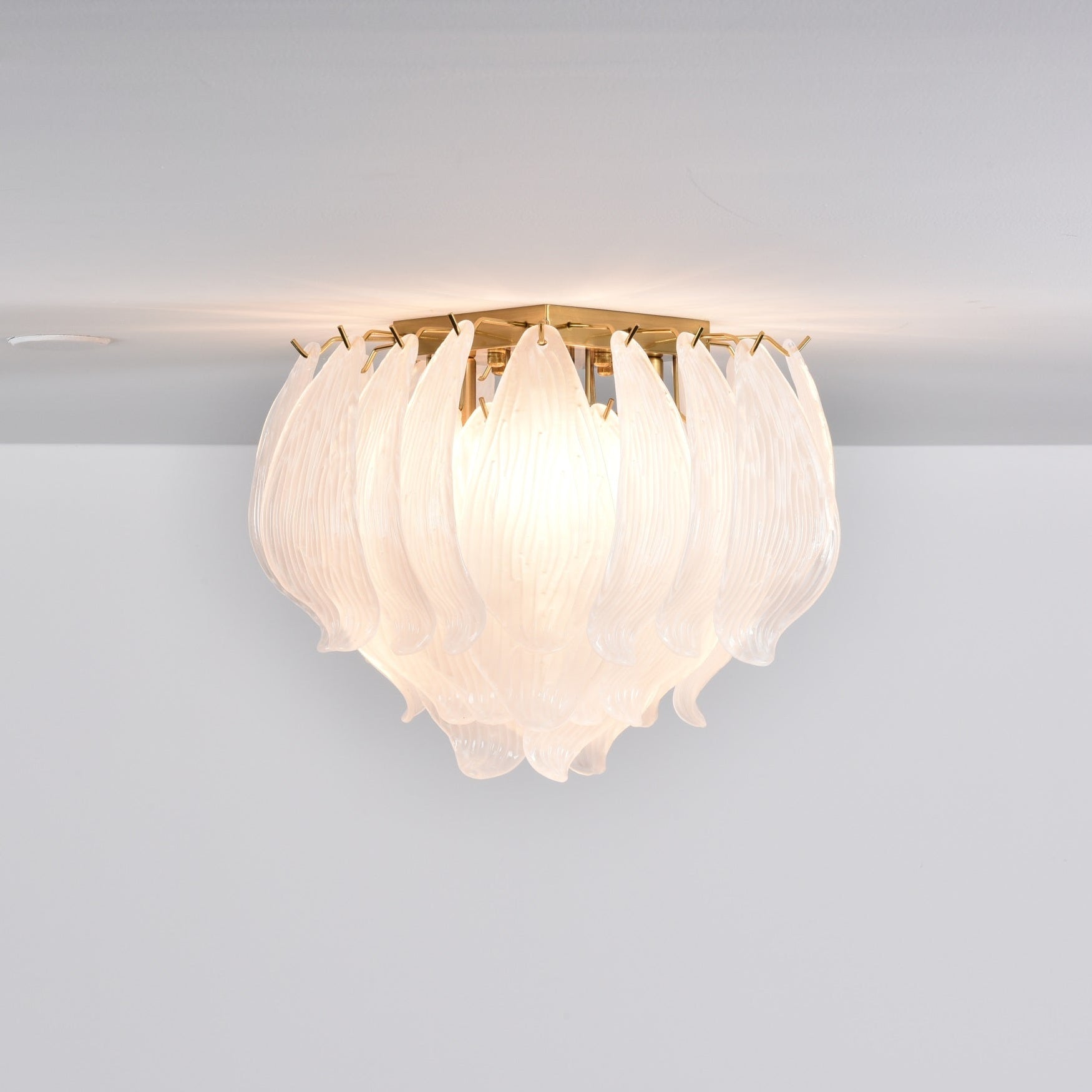Aurora Ceiling Lamp Murano Petal Hand-Blown Glass Flushmount-Neutral Decor