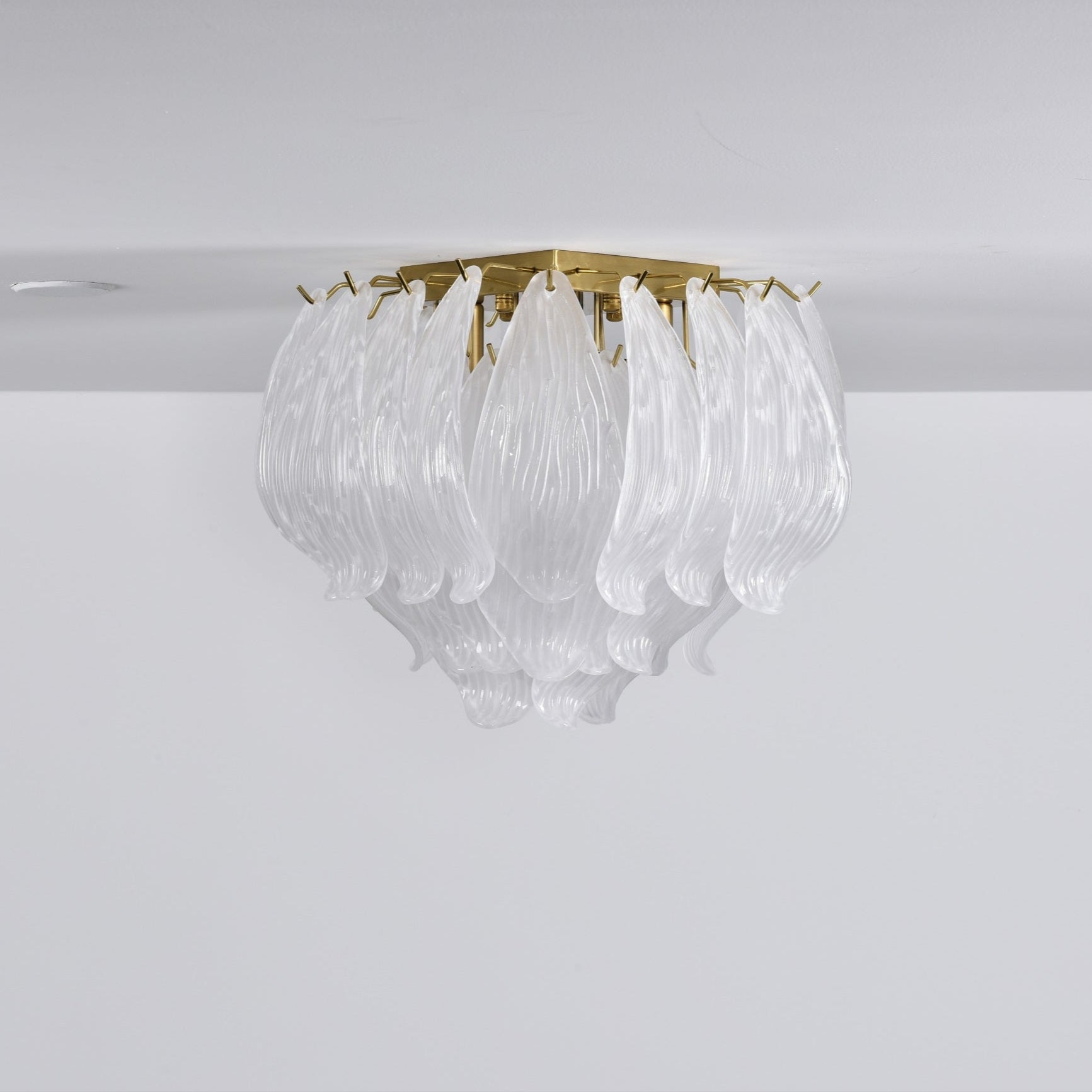 Aurora Ceiling Lamp Murano Petal Hand-Blown Glass Flushmount-Neutral Decor