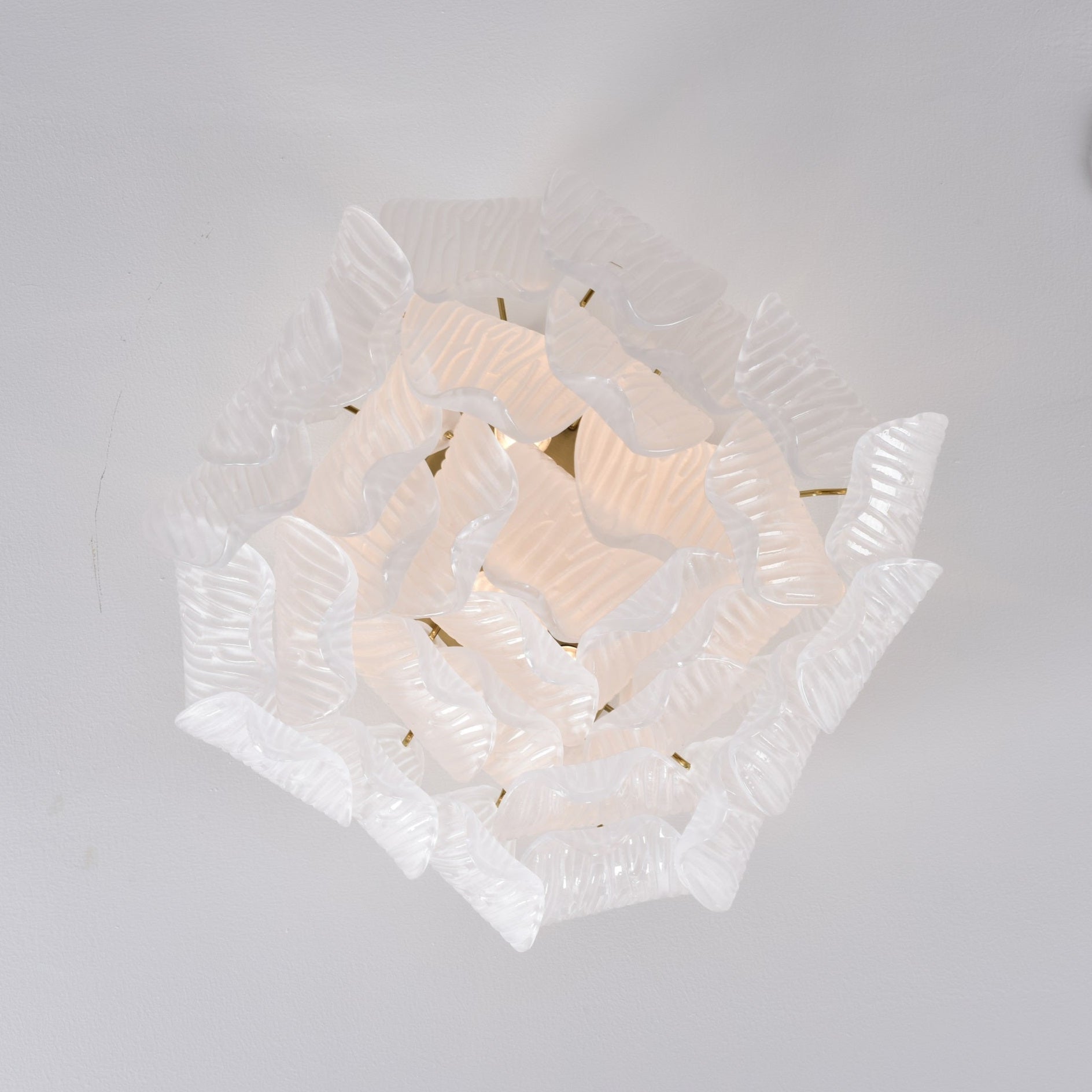 Aurora Ceiling Lamp Murano Petal Hand-Blown Glass Flushmount-Neutral Decor