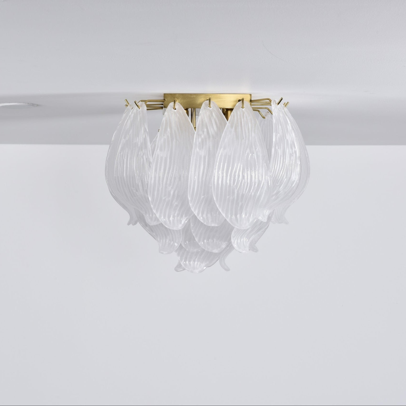 Aurora Ceiling Lamp Murano Petal Hand-Blown Glass Flushmount-Neutral Decor