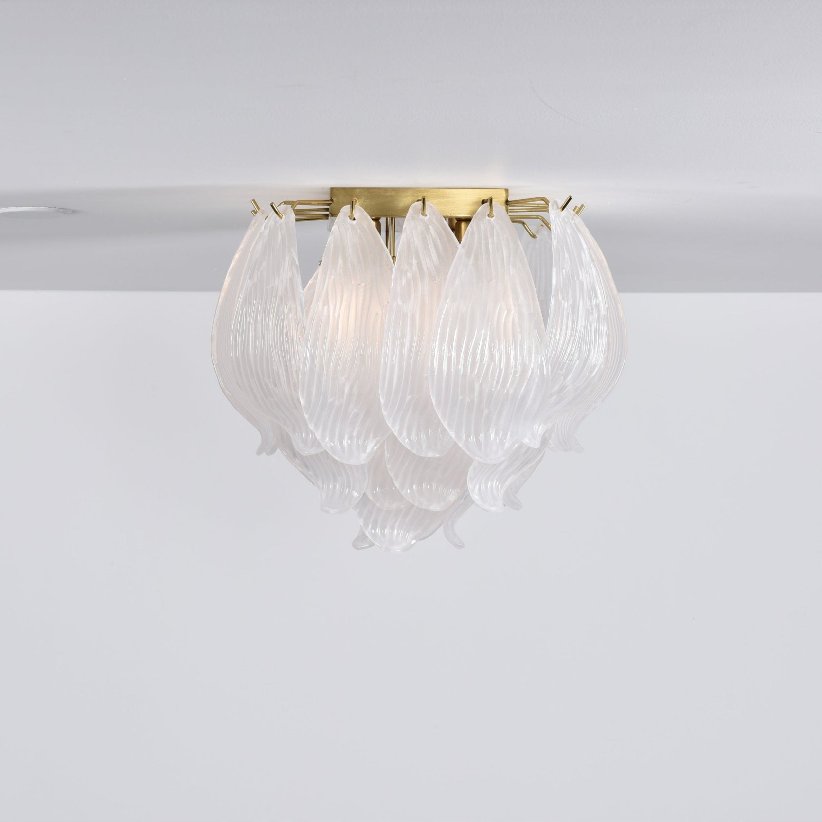 Aurora Ceiling Lamp Murano Petal Hand-Blown Glass Flushmount-Neutral Decor