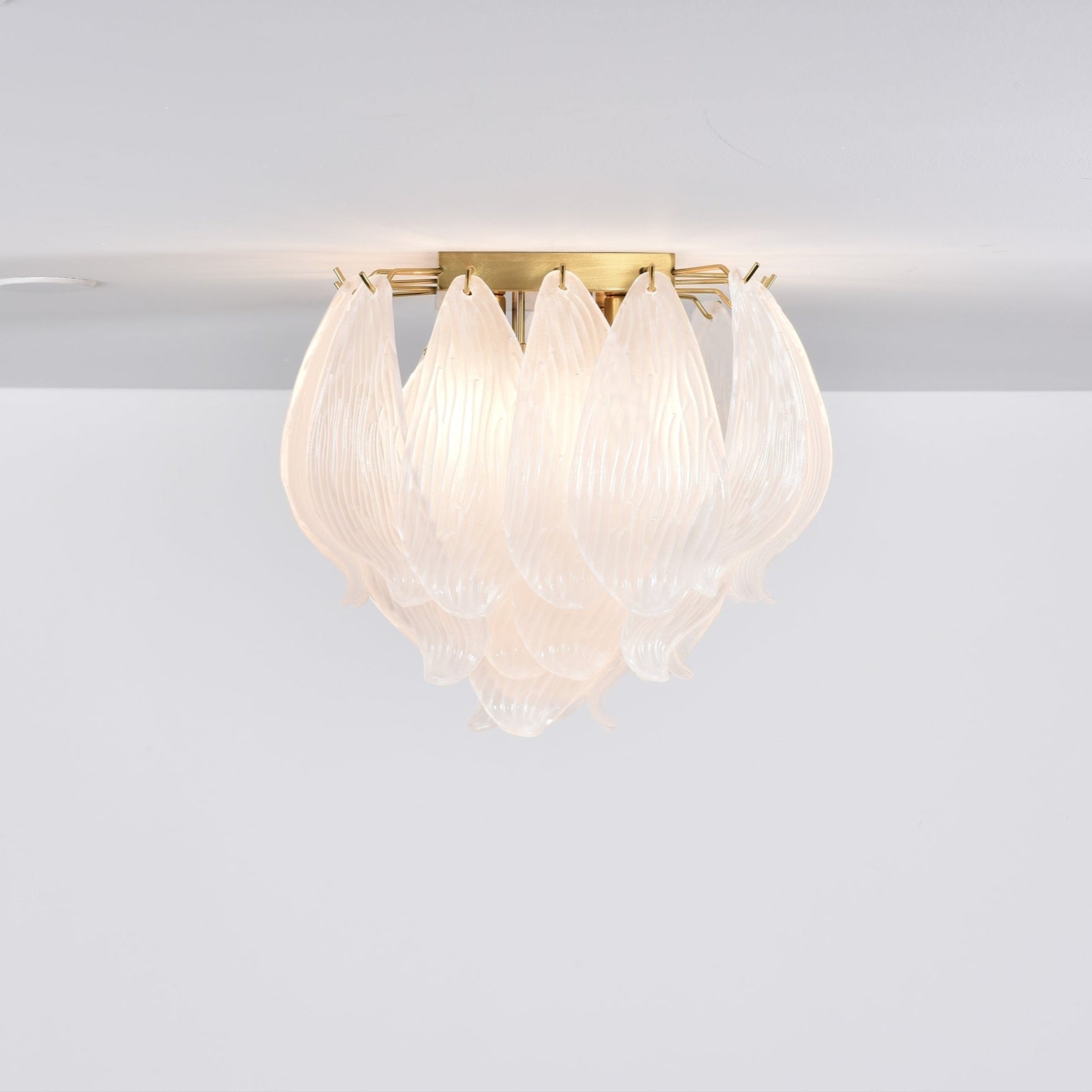 Aurora Ceiling Lamp Murano Petal Hand-Blown Glass Flushmount-Neutral Decor