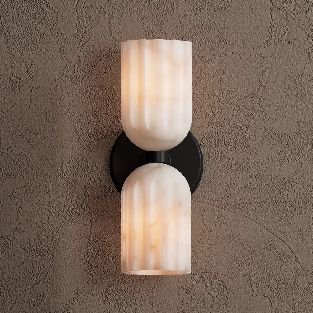 Uraeeth Double Brass Alabaster Wall Lamp-Neutral Decor