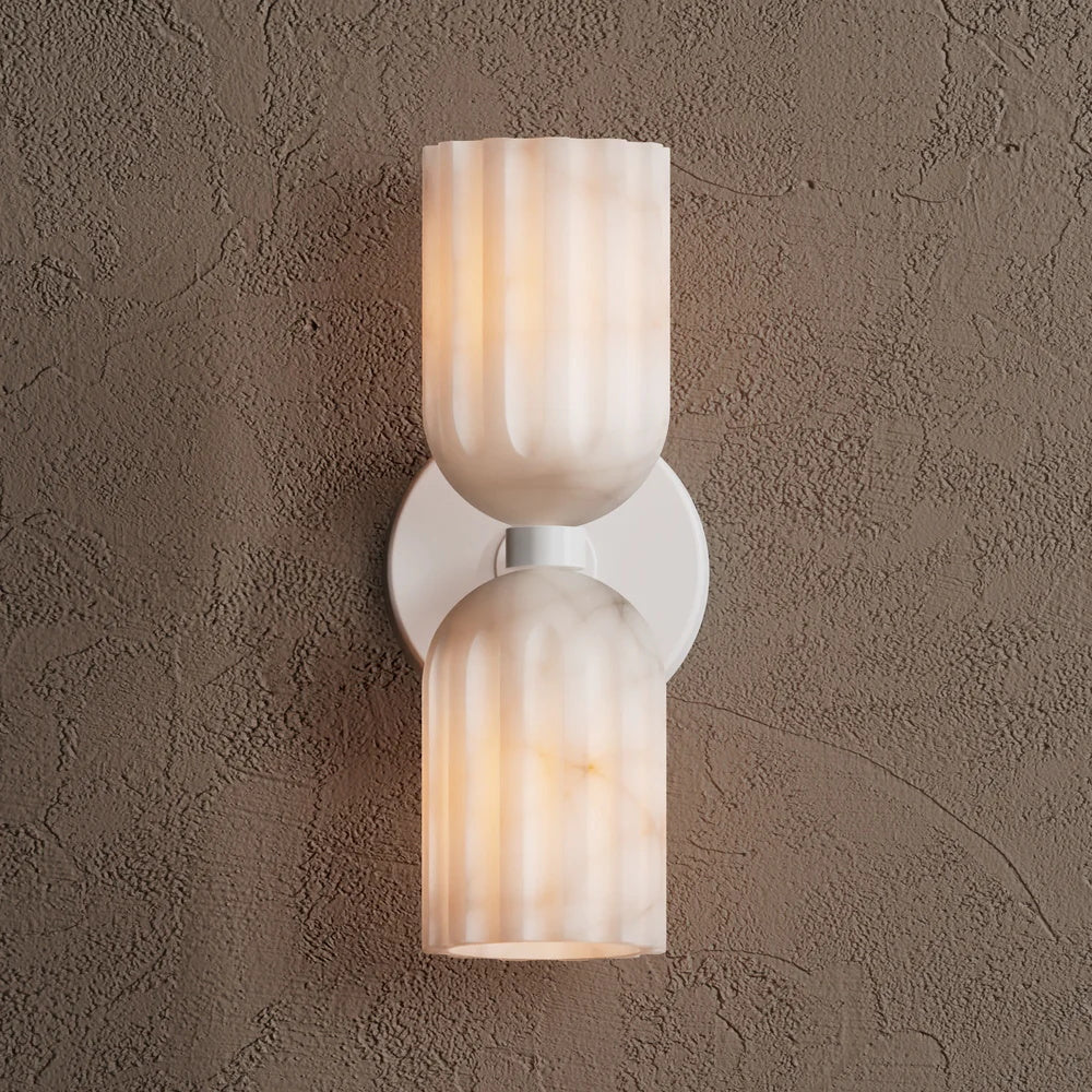 Uraeeth Double Brass Alabaster Wall Lamp-Neutral Decor