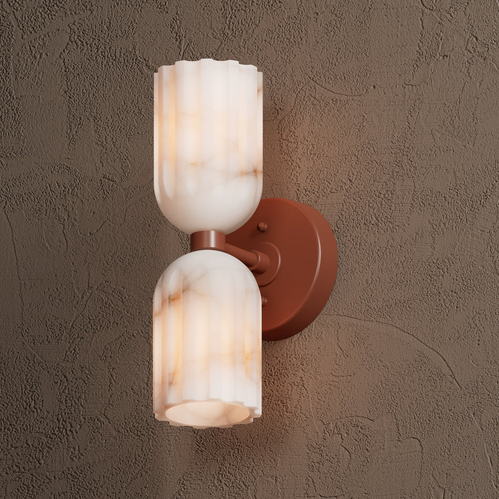 Uraeeth Double Brass Alabaster Wall Lamp-Neutral Decor