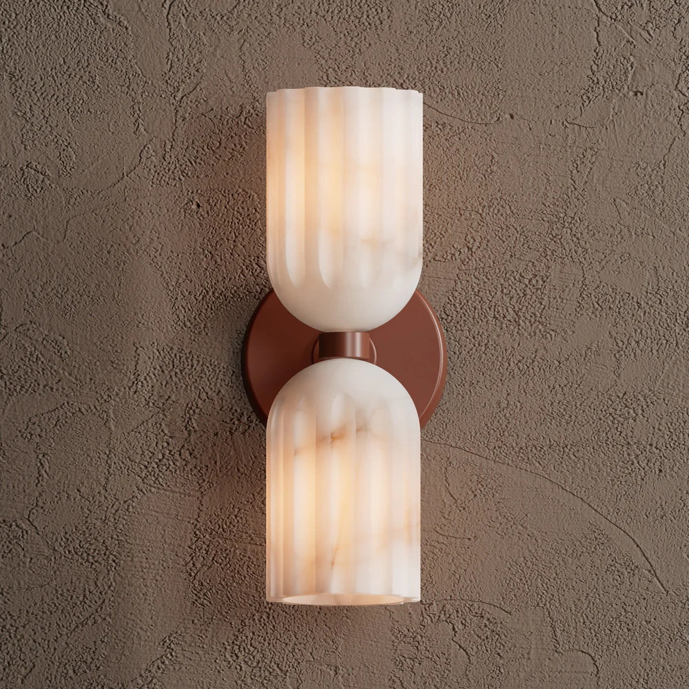 Uraeeth Double Brass Alabaster Wall Lamp-Neutral Decor