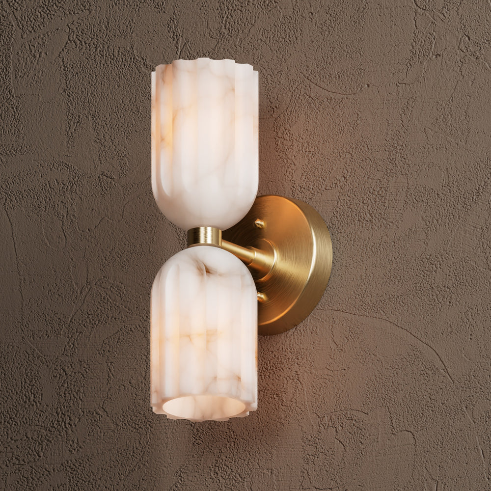 Uraeeth Double Brass Alabaster Wall Lamp-Neutral Decor