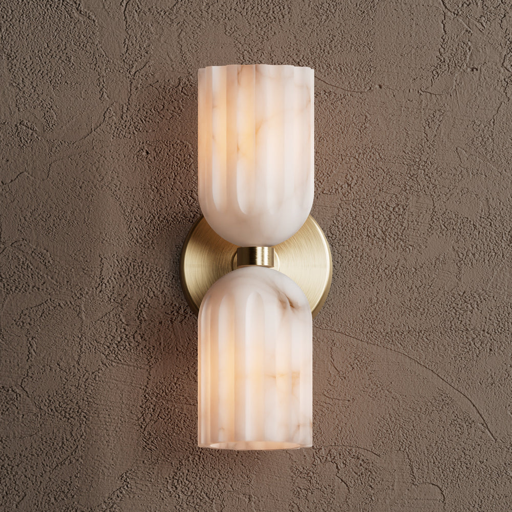 Uraeeth Double Brass Alabaster Wall Lamp-Neutral Decor
