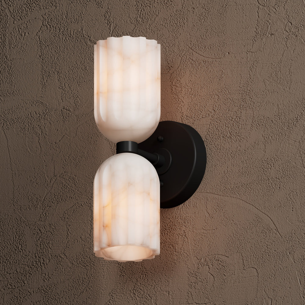 Uraeeth Double Brass Alabaster Wall Lamp-Neutral Decor