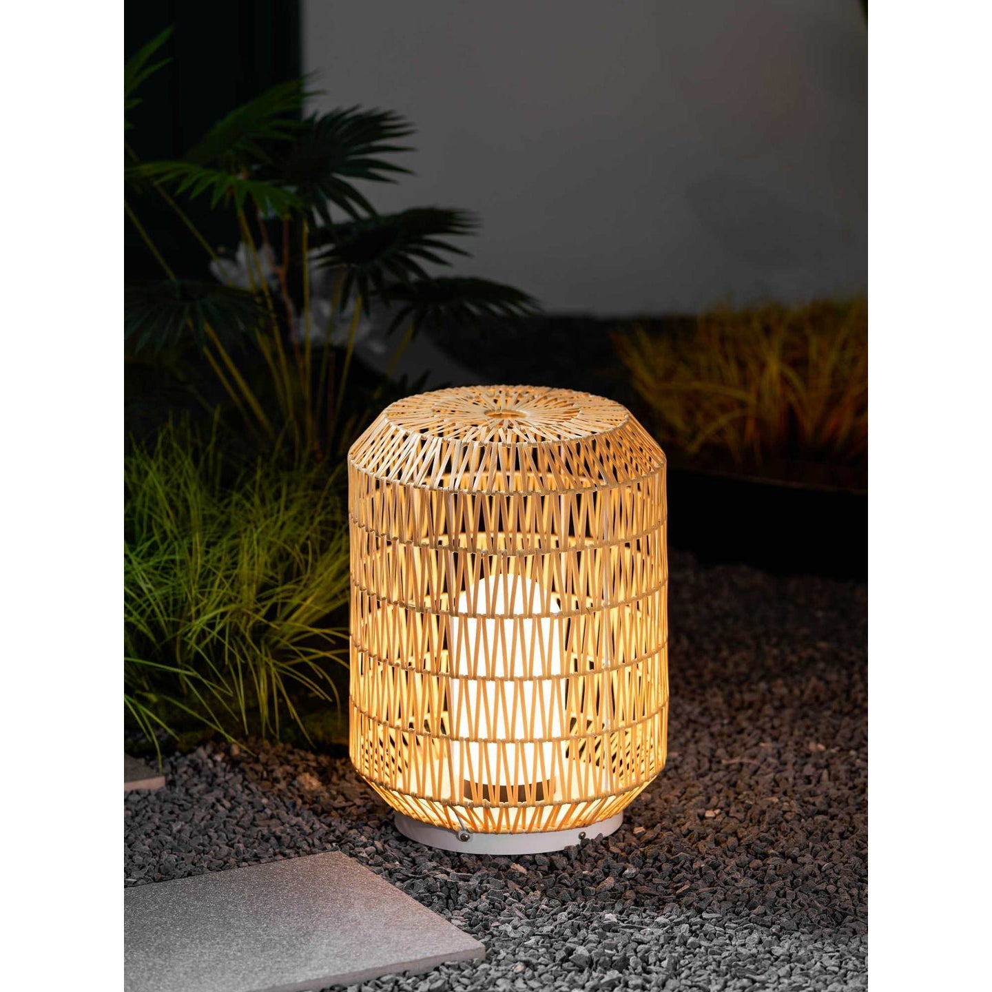 Tulum Lantern demonstrating its IP65 waterproof feature in a misty setting.