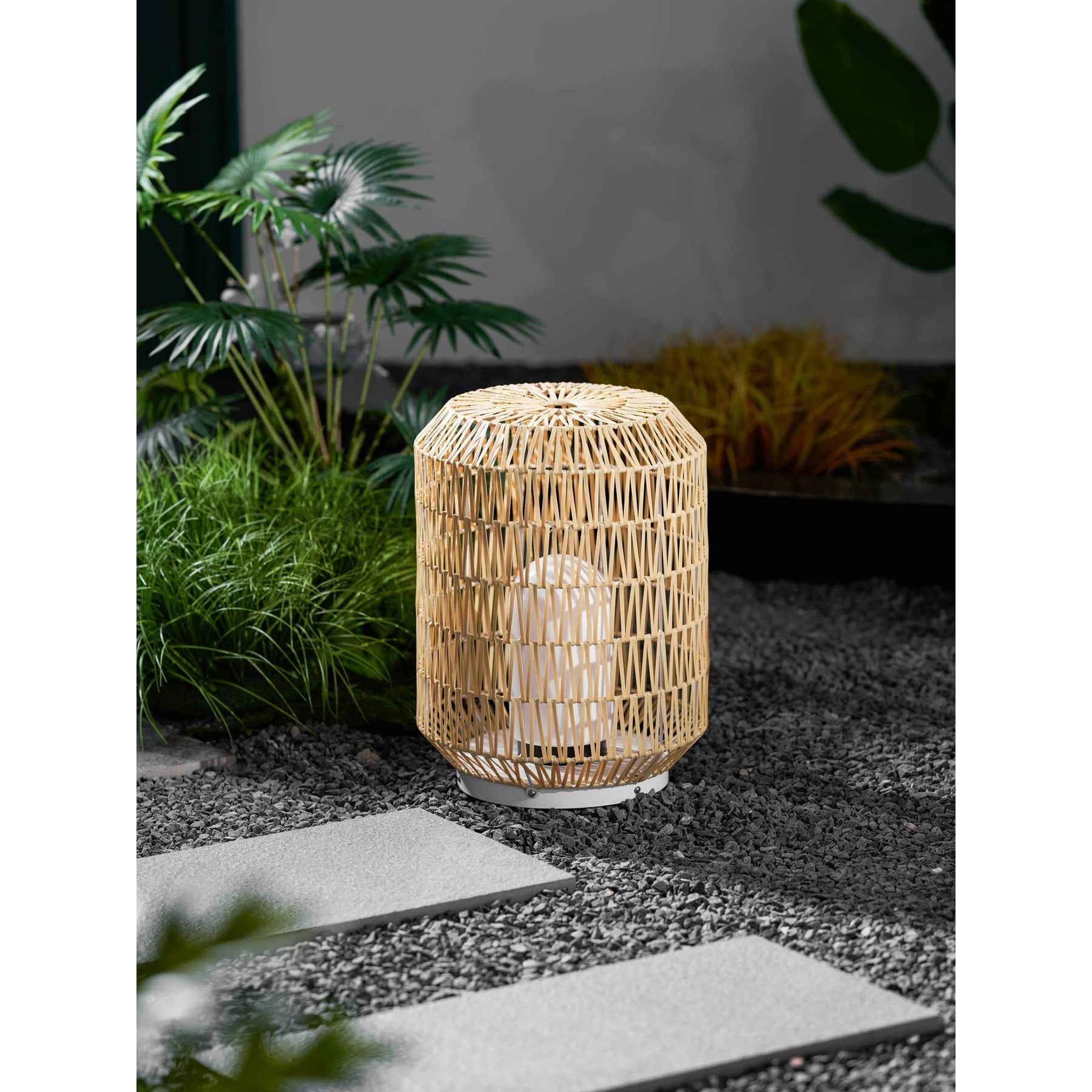 The organic texture of the Tulum Lantern against a modern backdrop.