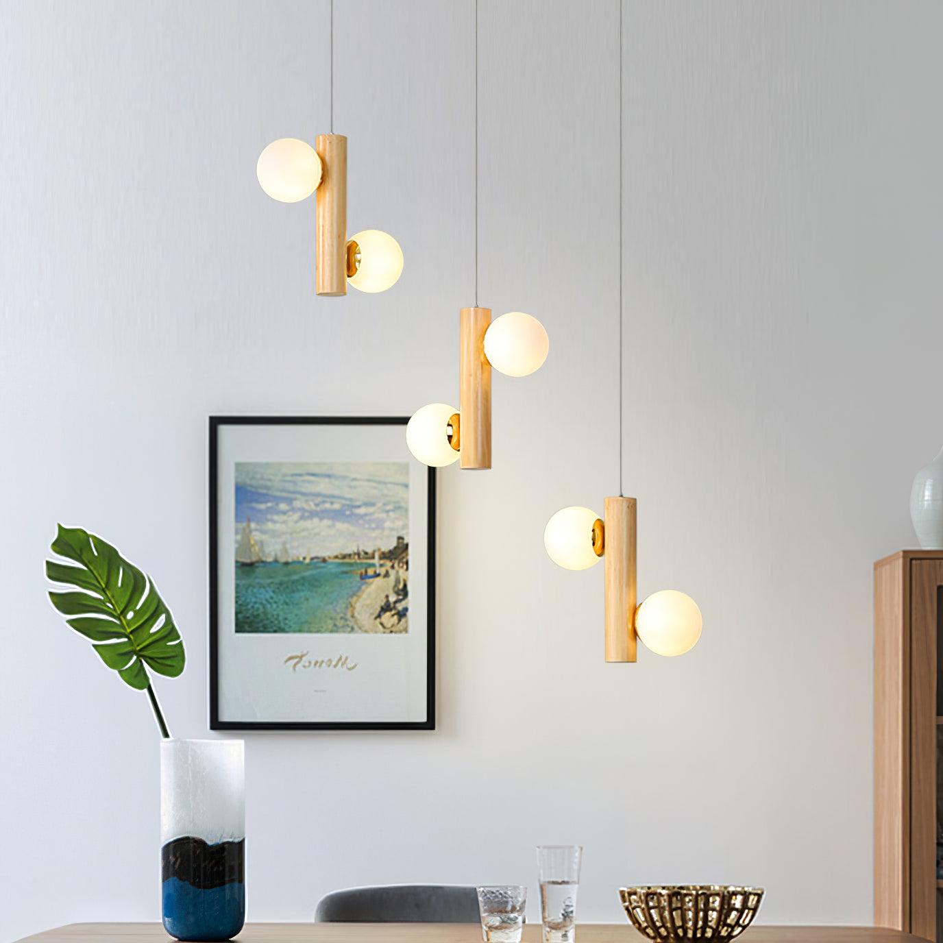 Solstica Wood Classic Pendant Lamp-Neutral Decor