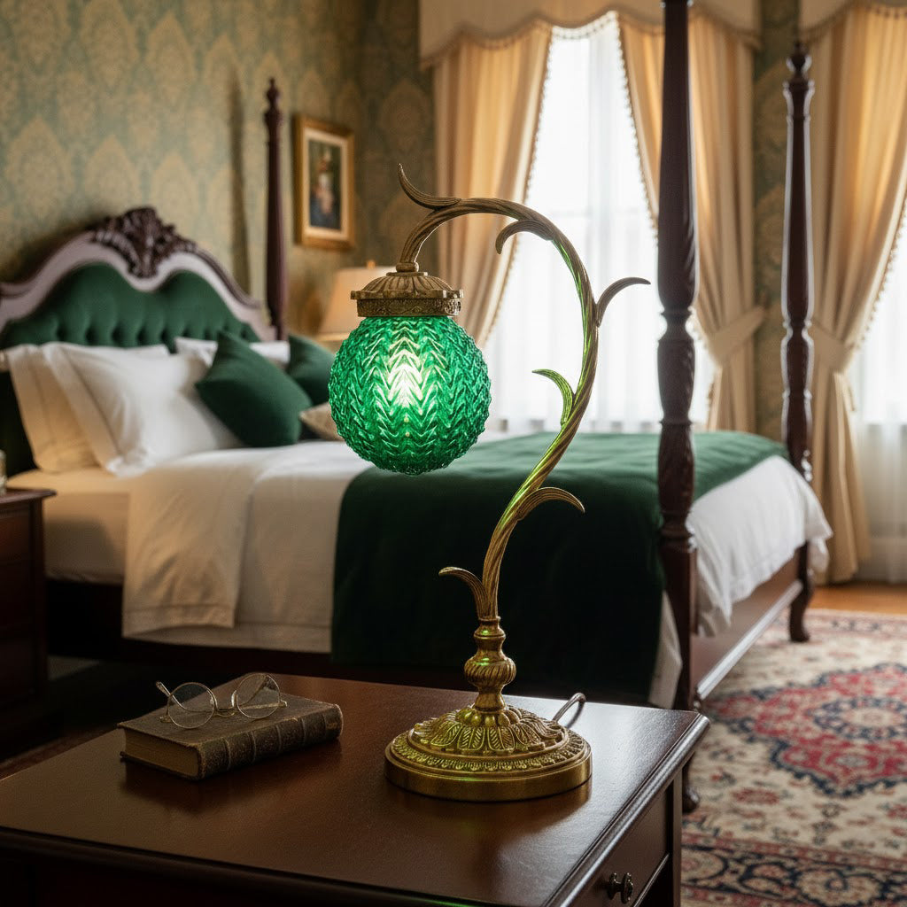 Angled view of the Turco Table Lamp showcasing its elegant design.