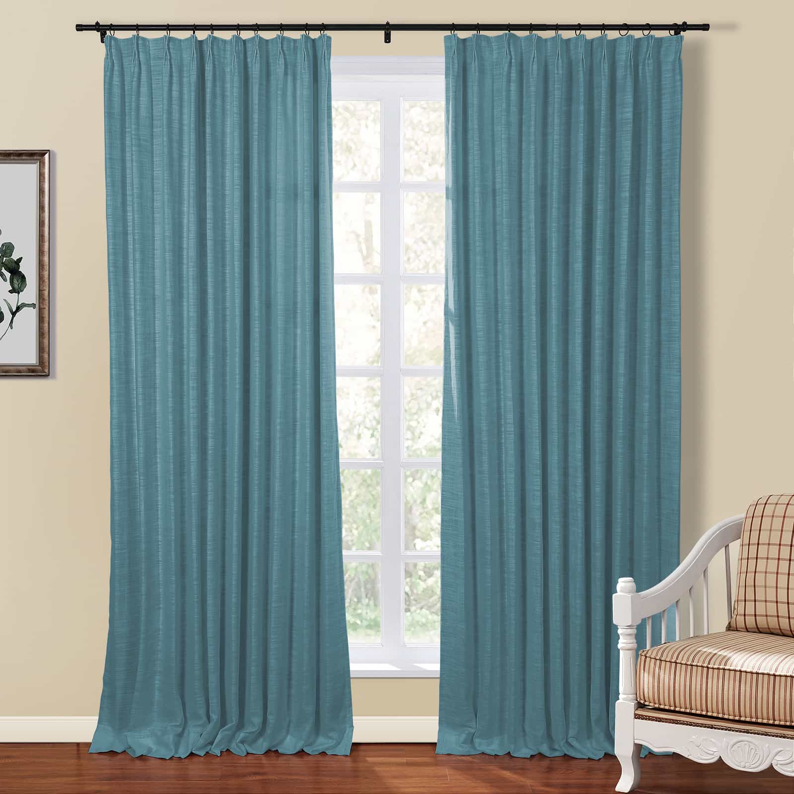 Kelly Flax Linen Curtains & Drapes Pleated-Neutral Decor