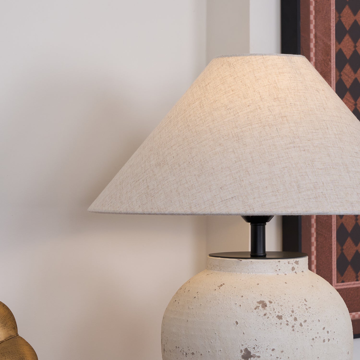 Solix Ceramics Fabric Table Lamp-Neutral Decor