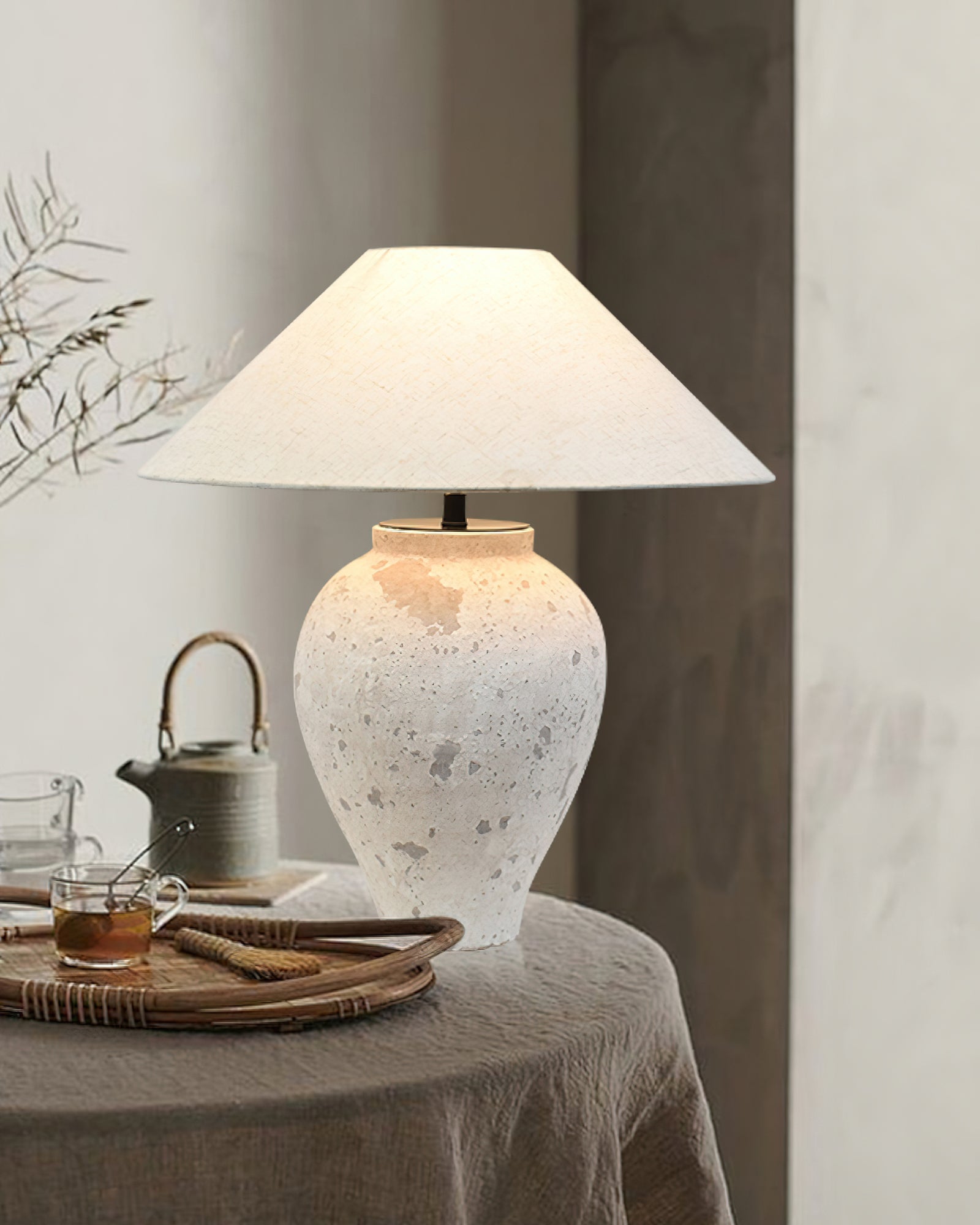 Solix Ceramics Fabric Table Lamp-Neutral Decor