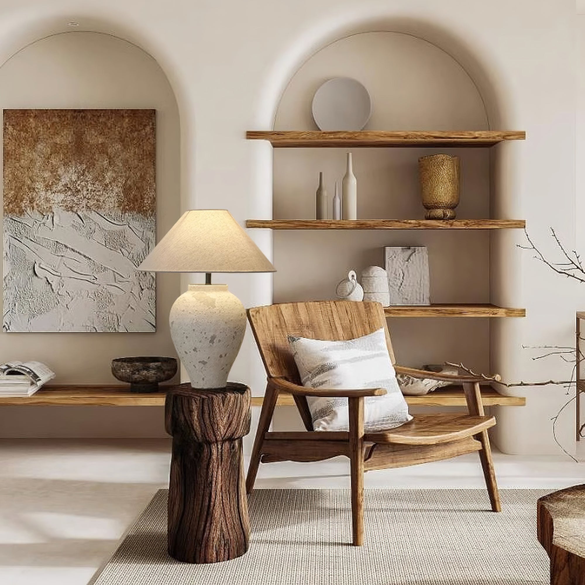 Solix Ceramics Fabric Table Lamp-Neutral Decor
