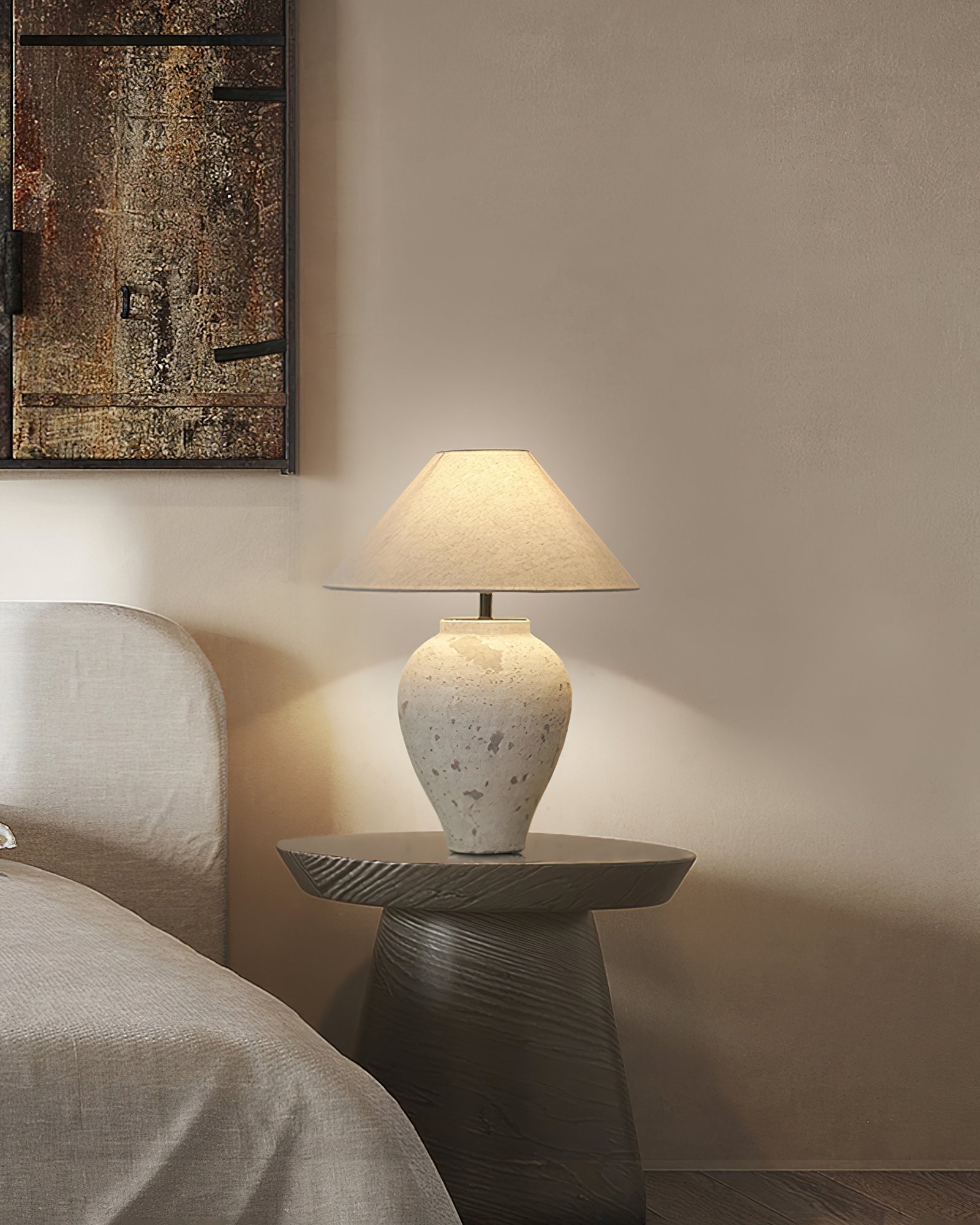 Solix Ceramics Fabric Table Lamp-Neutral Decor