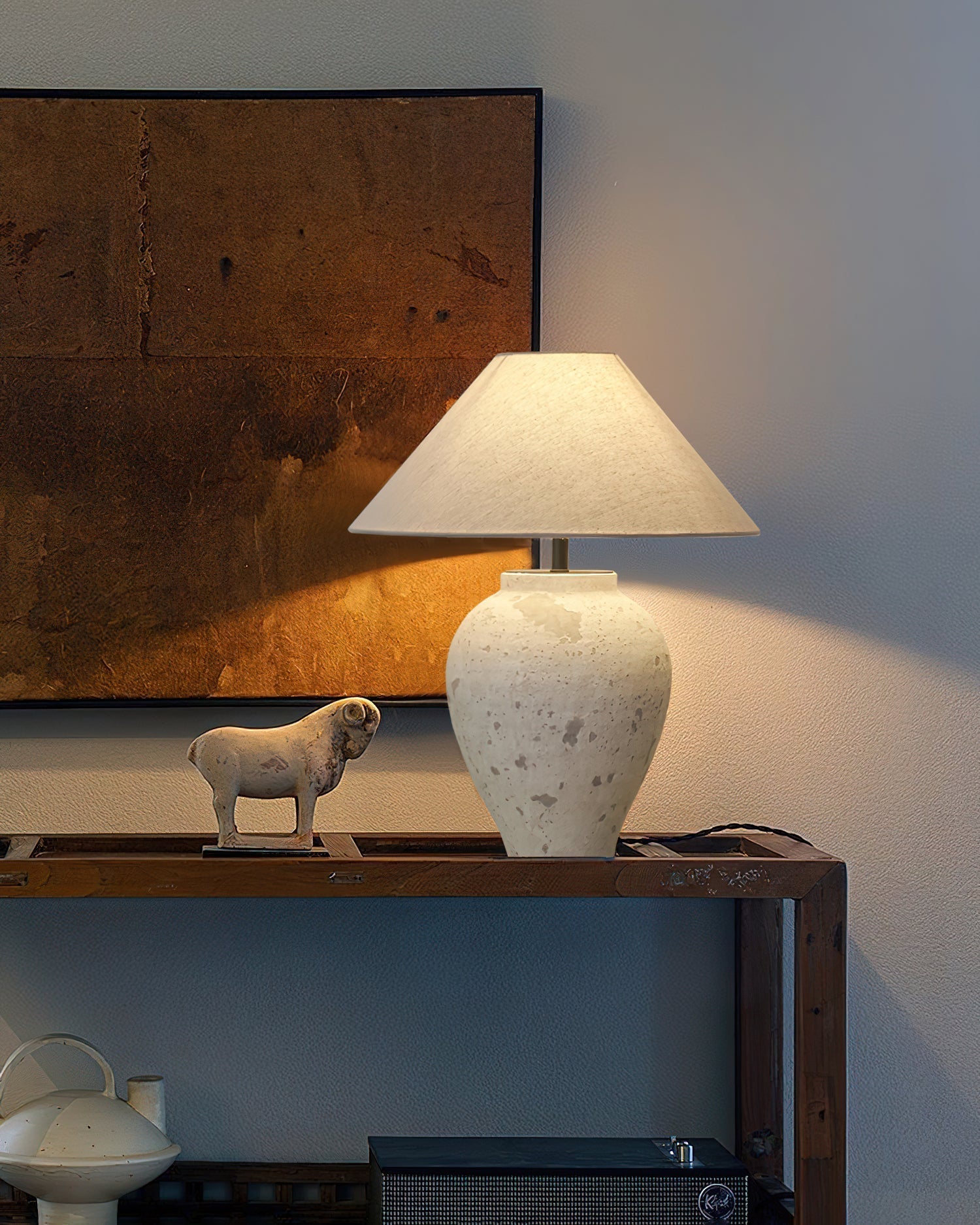 Solix Ceramics Fabric Table Lamp-Neutral Decor