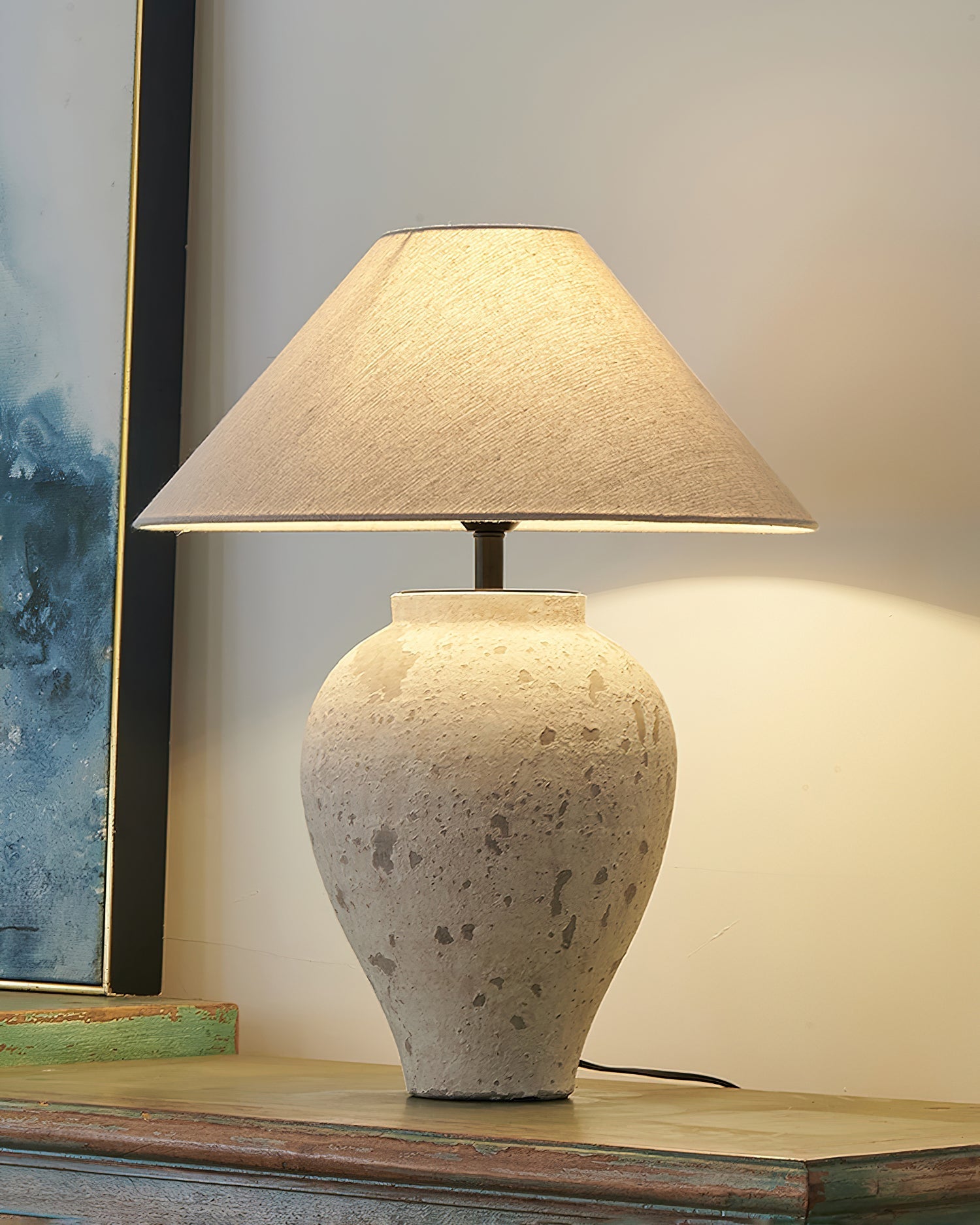 Solix Ceramics Fabric Table Lamp-Neutral Decor