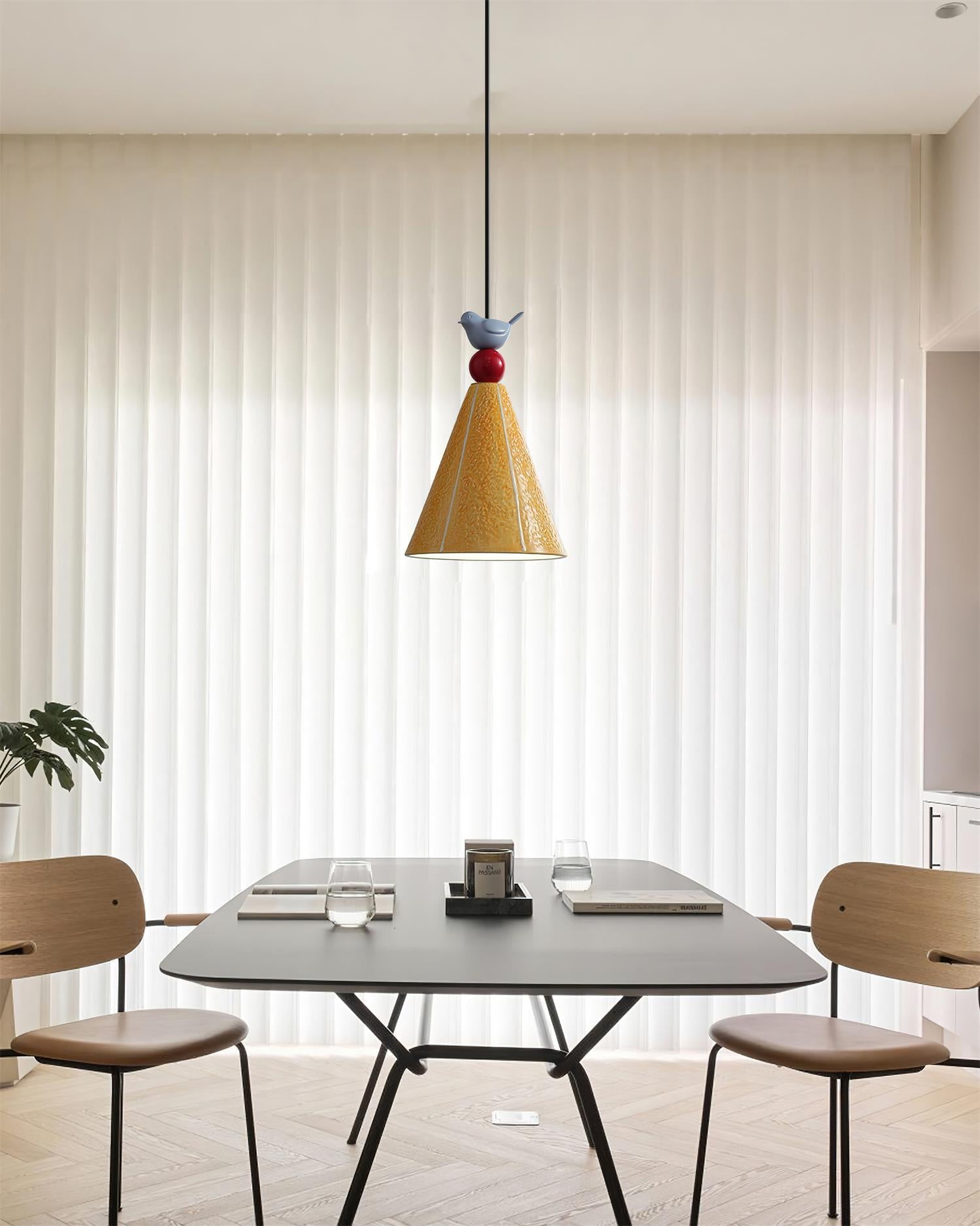 Virella Pendant Lamp Yellow Ceramic Bird Modern Playful-Neutral Decor