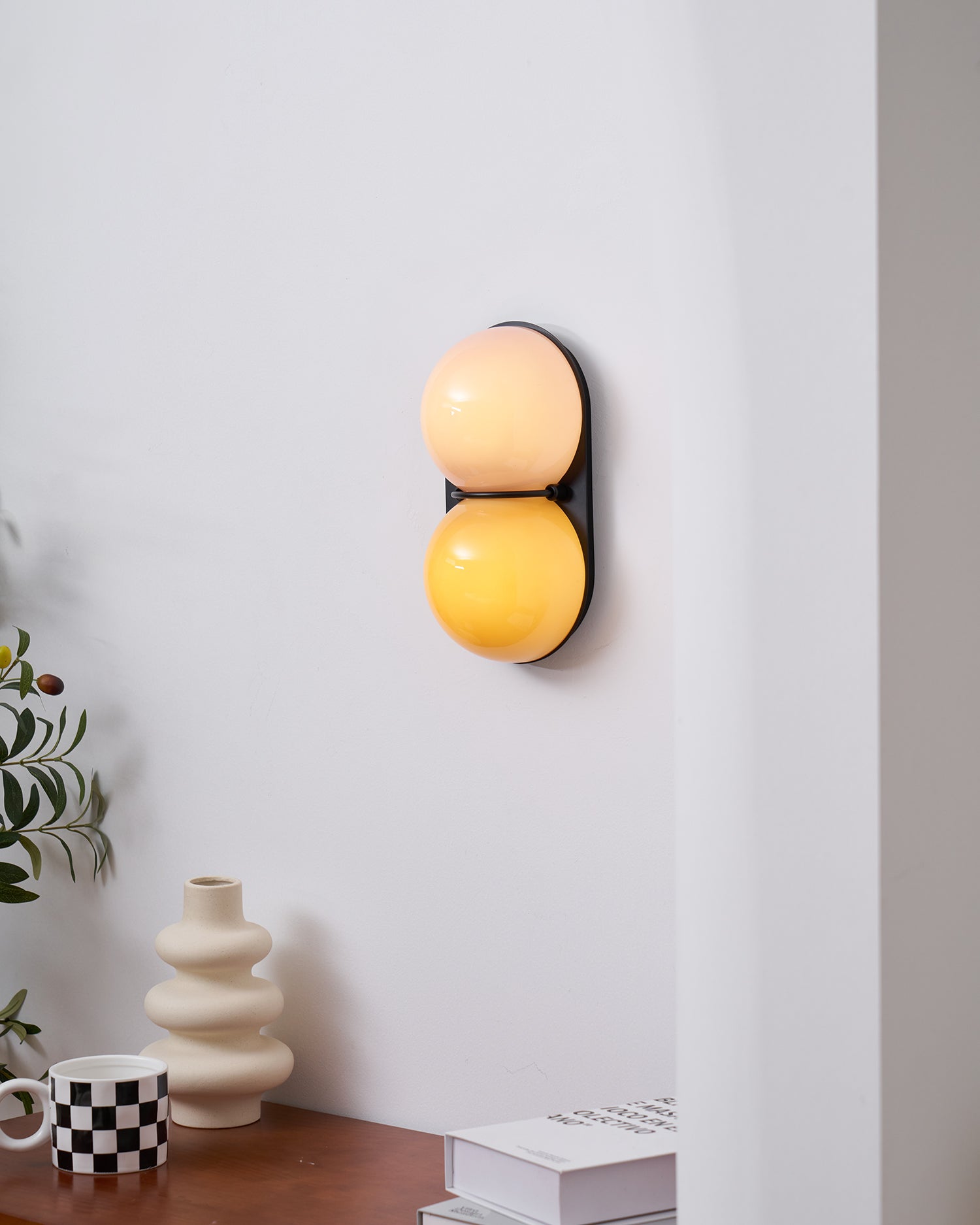 Two Globe Glass Wall Sconce-Neutral Decor
