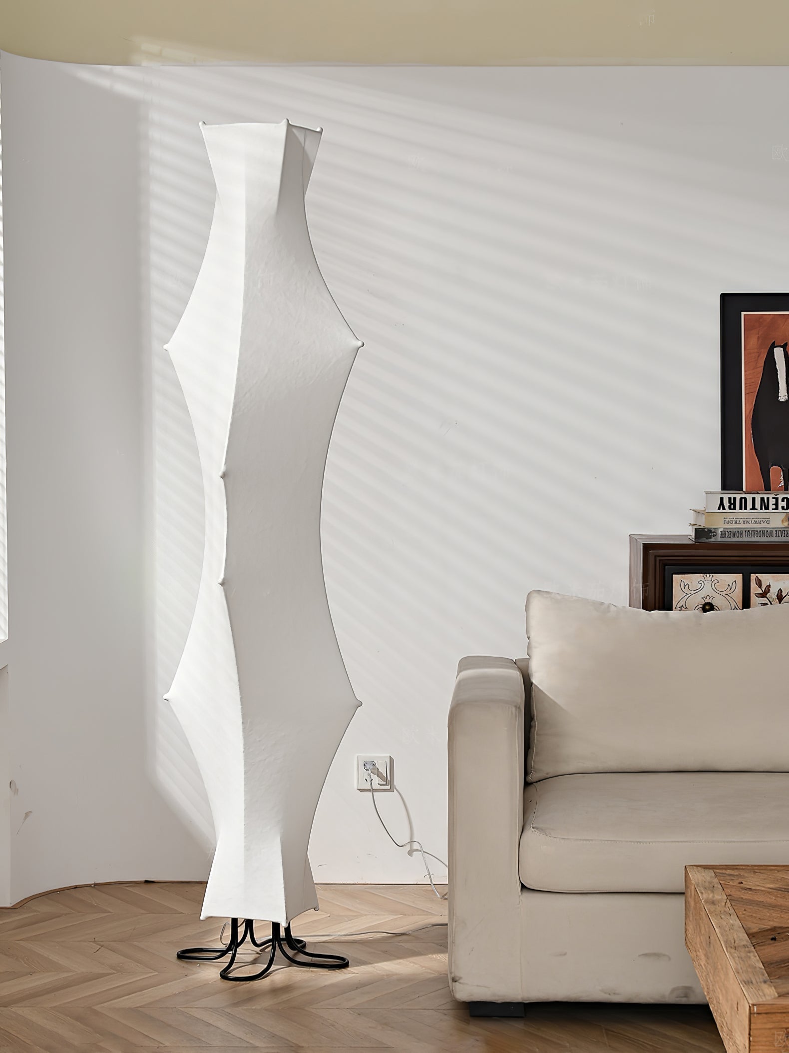 Vela Twist Silk Floor Lamp-Neutral Decor