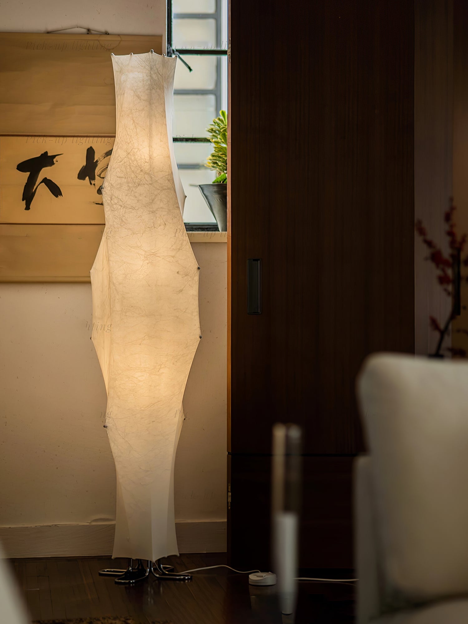 Vela Twist Silk Floor Lamp-Neutral Decor